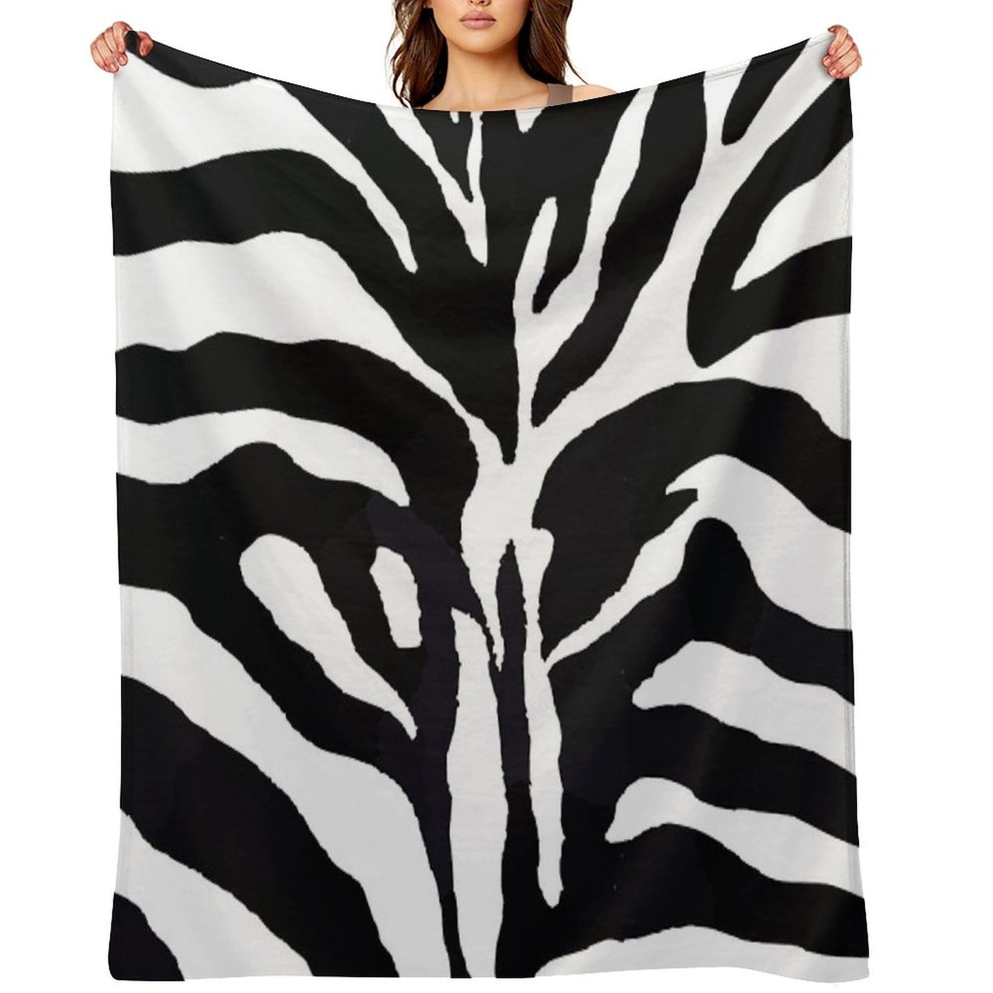 Zebra-pattern-design Travel-friendly Throw Blanket