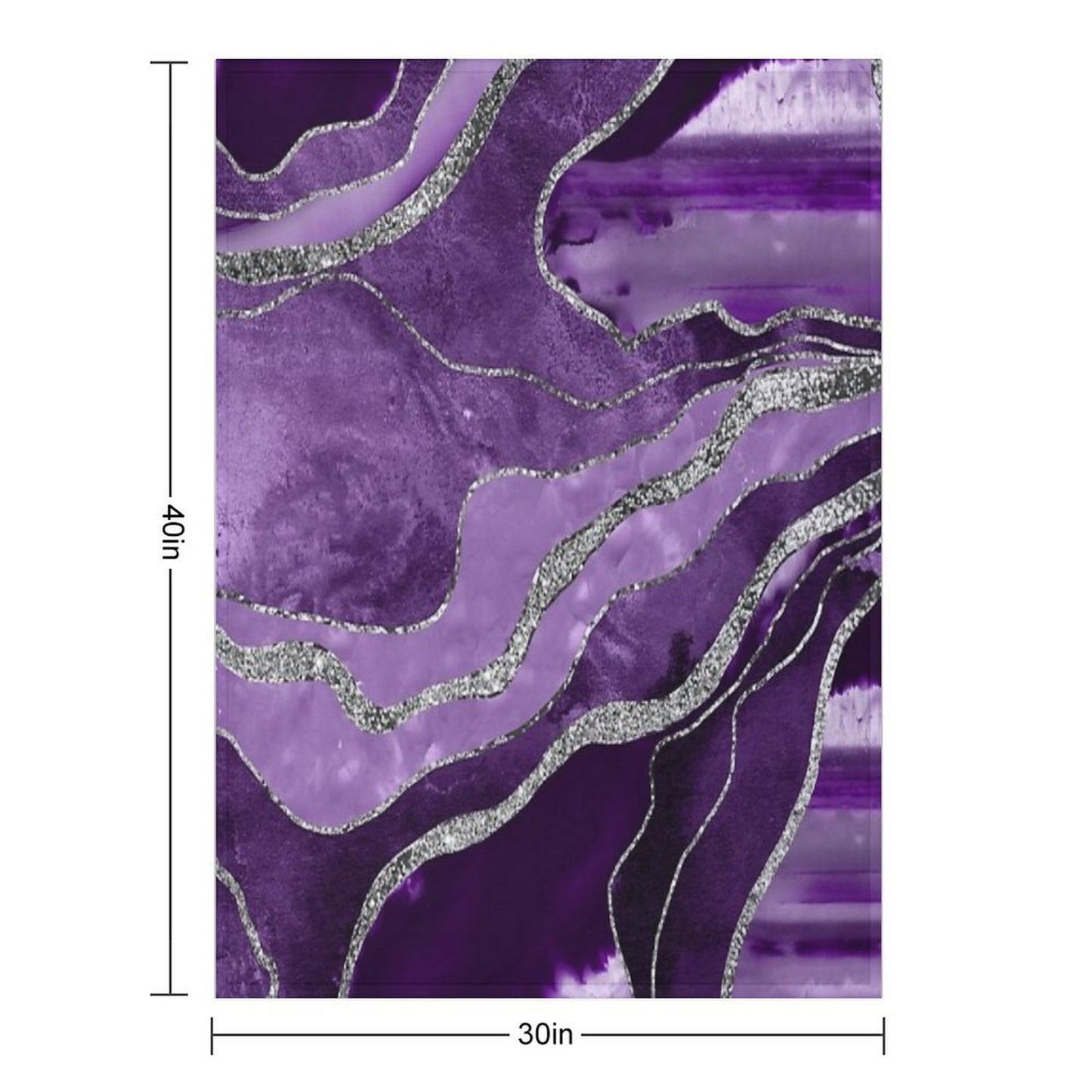 Purple Marble Agate Silver Glam #1 (Photo of Glitter Only - Not Reflective) Sustainable Throw Blanket