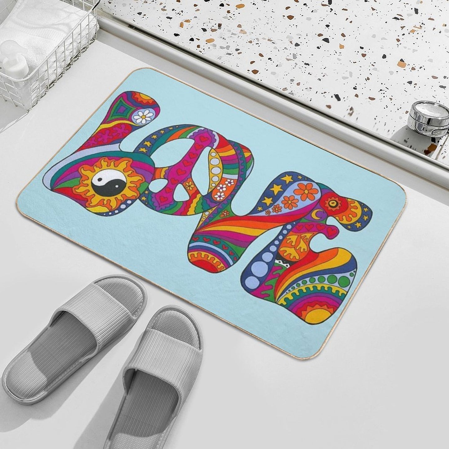 Psychedelic Love Rapid-Drying Bath Mat