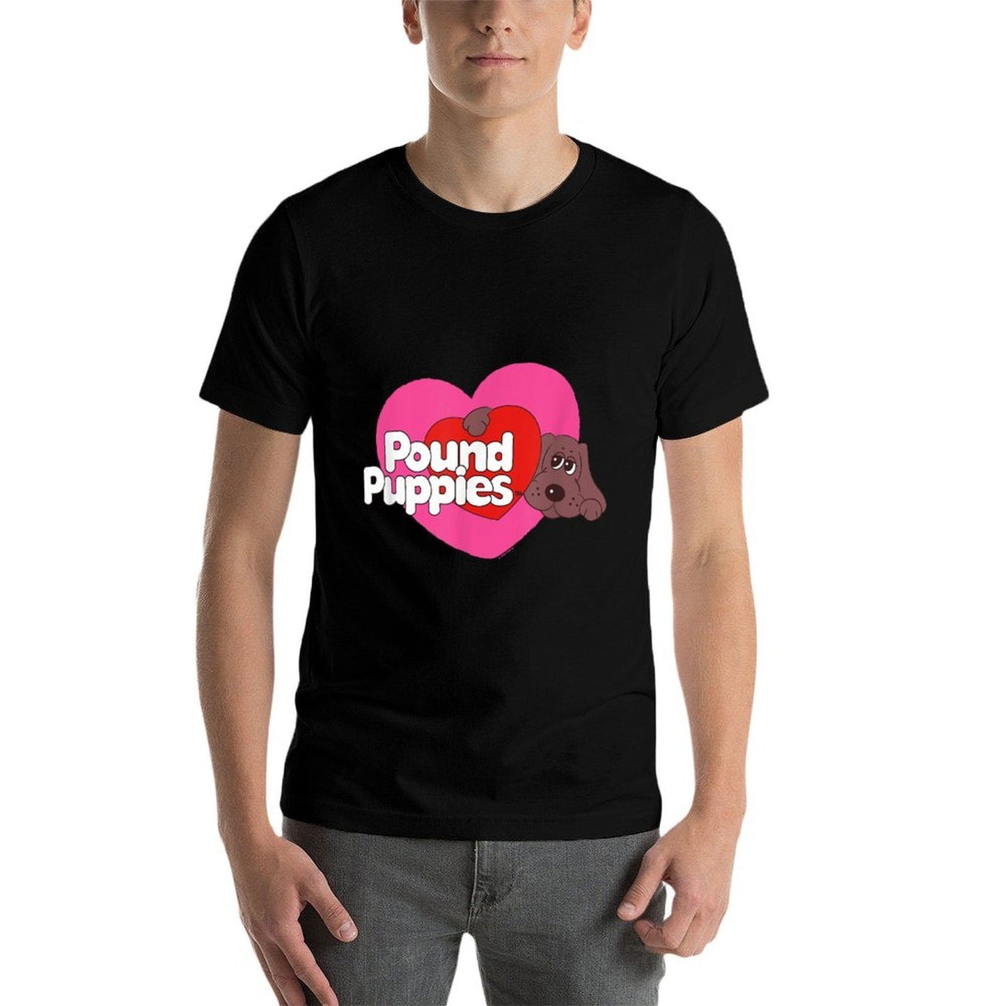 Pound Puppies Valentine's Day Cute Dog Heart Shape Big Logo Quick-drying T-Shirt