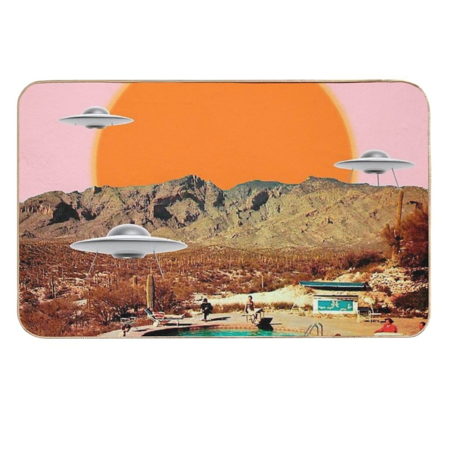 They've Arrived! UFOs Landing in The Desert Rapid-Drying Bath Mat