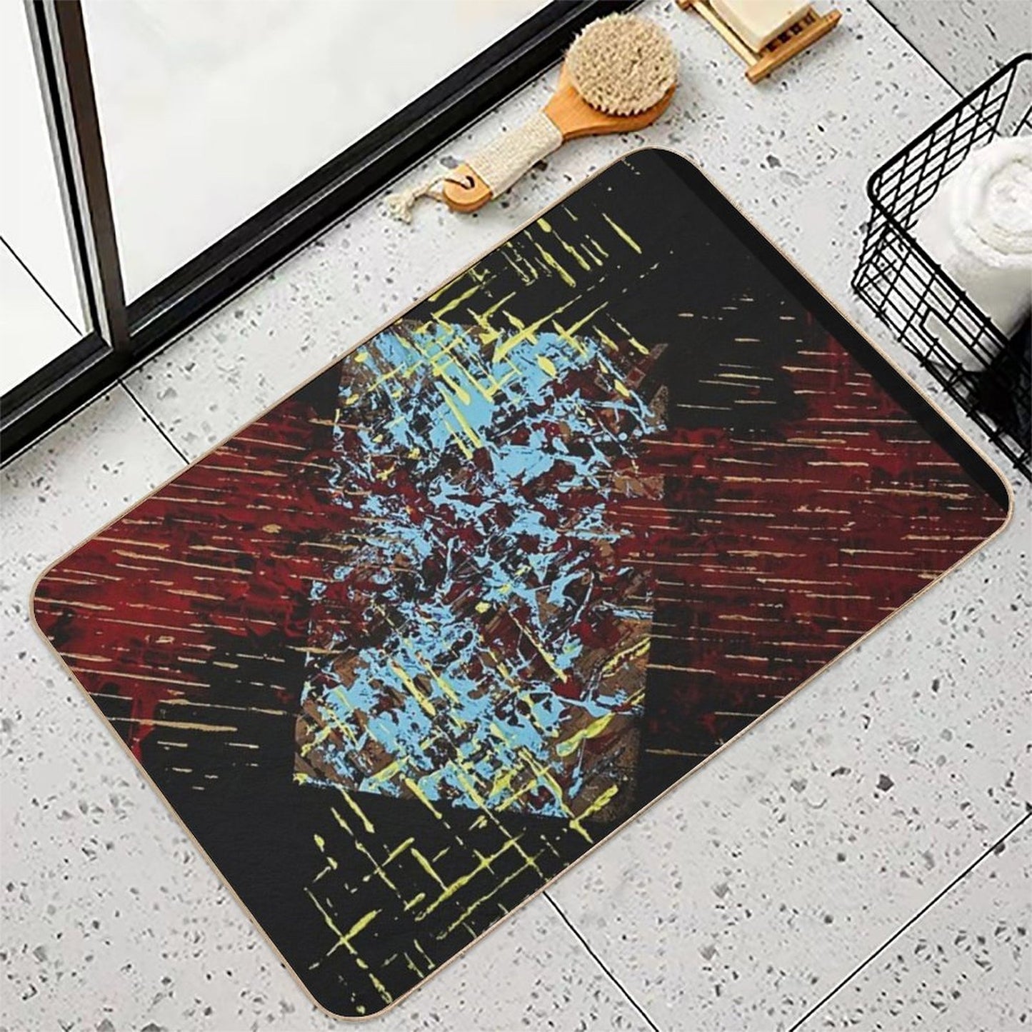 Colorful Abstraction Easy To Clean Bath Mat