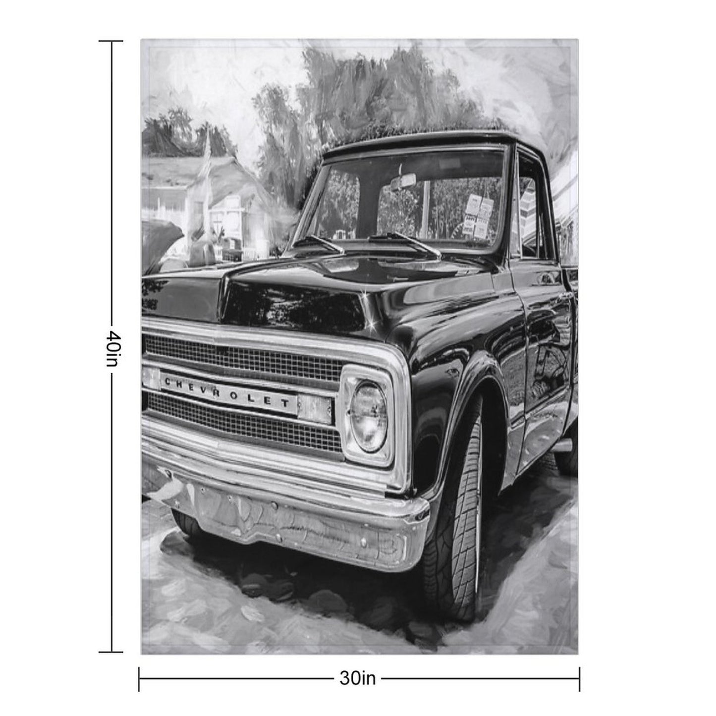 1969 Black Chevy C10 Pick Up Truck X110 Compact Throw Blanket