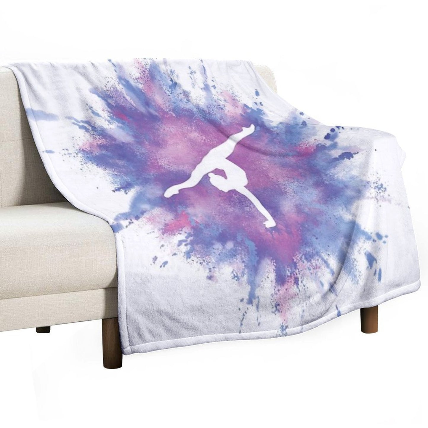Gymnast Rainbow Explosion Pink Blue Plush Throw Blanket