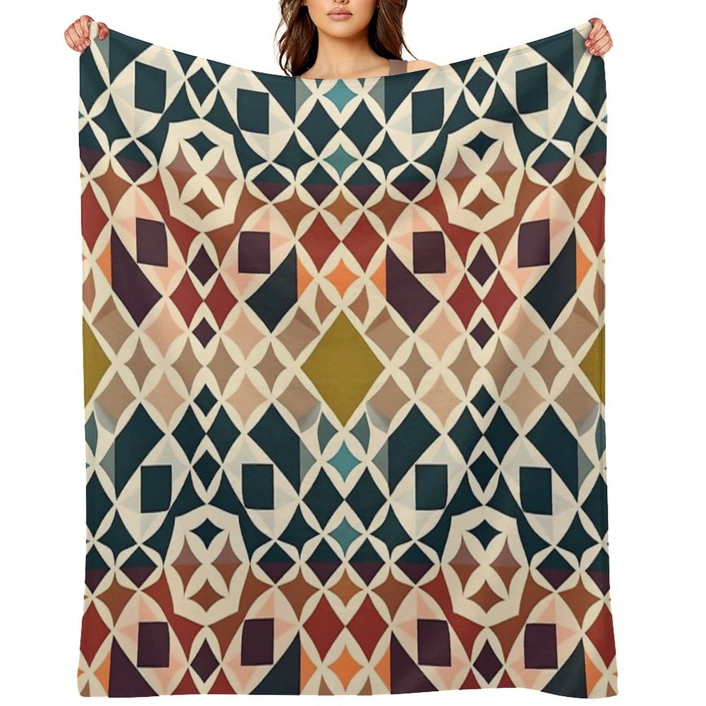 Abstract Geometric Design Durable Throw Blanket