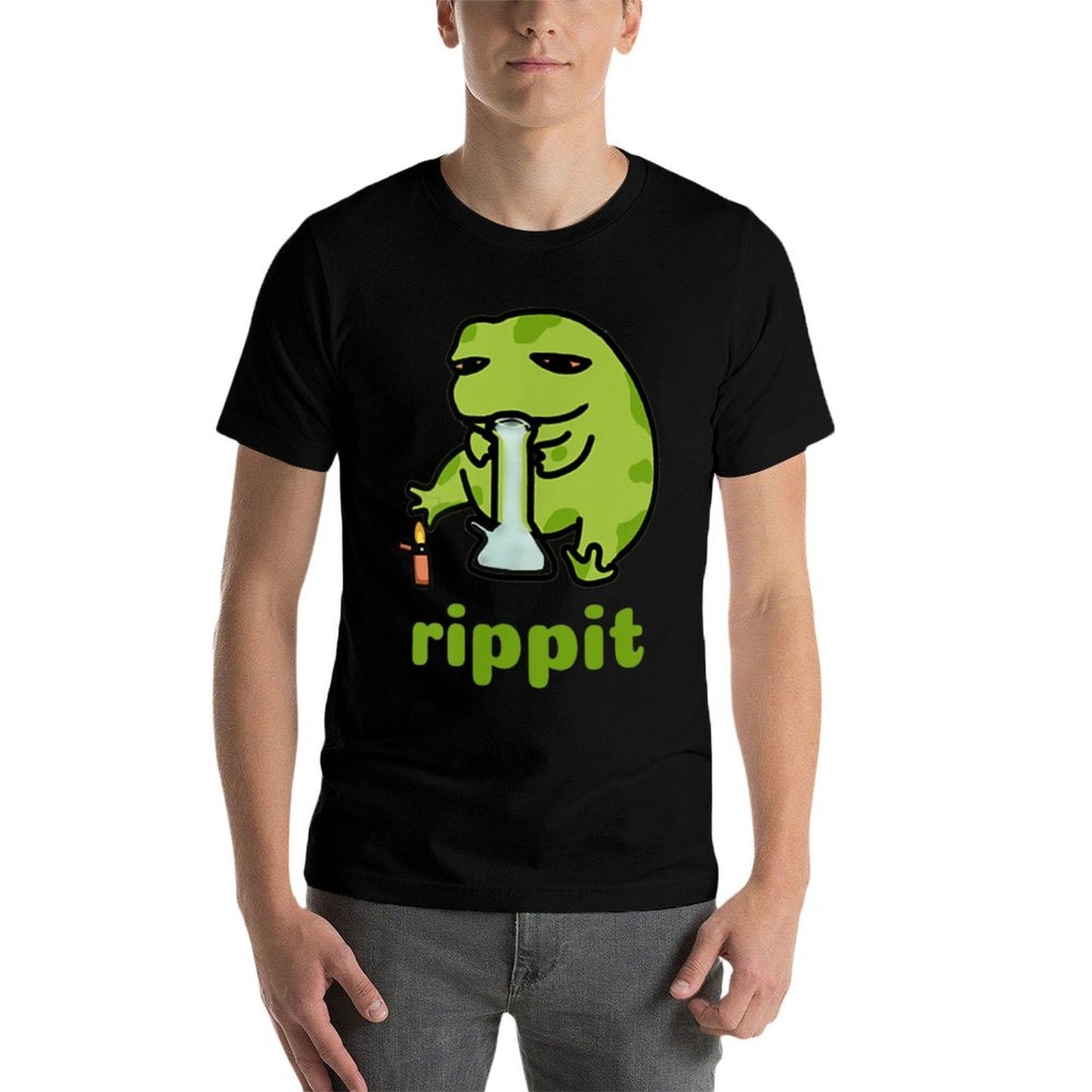 Rippit Stoner Frog  Weed, Marijuana Smoker, Cannabis 420  Stretchy T-Shirt