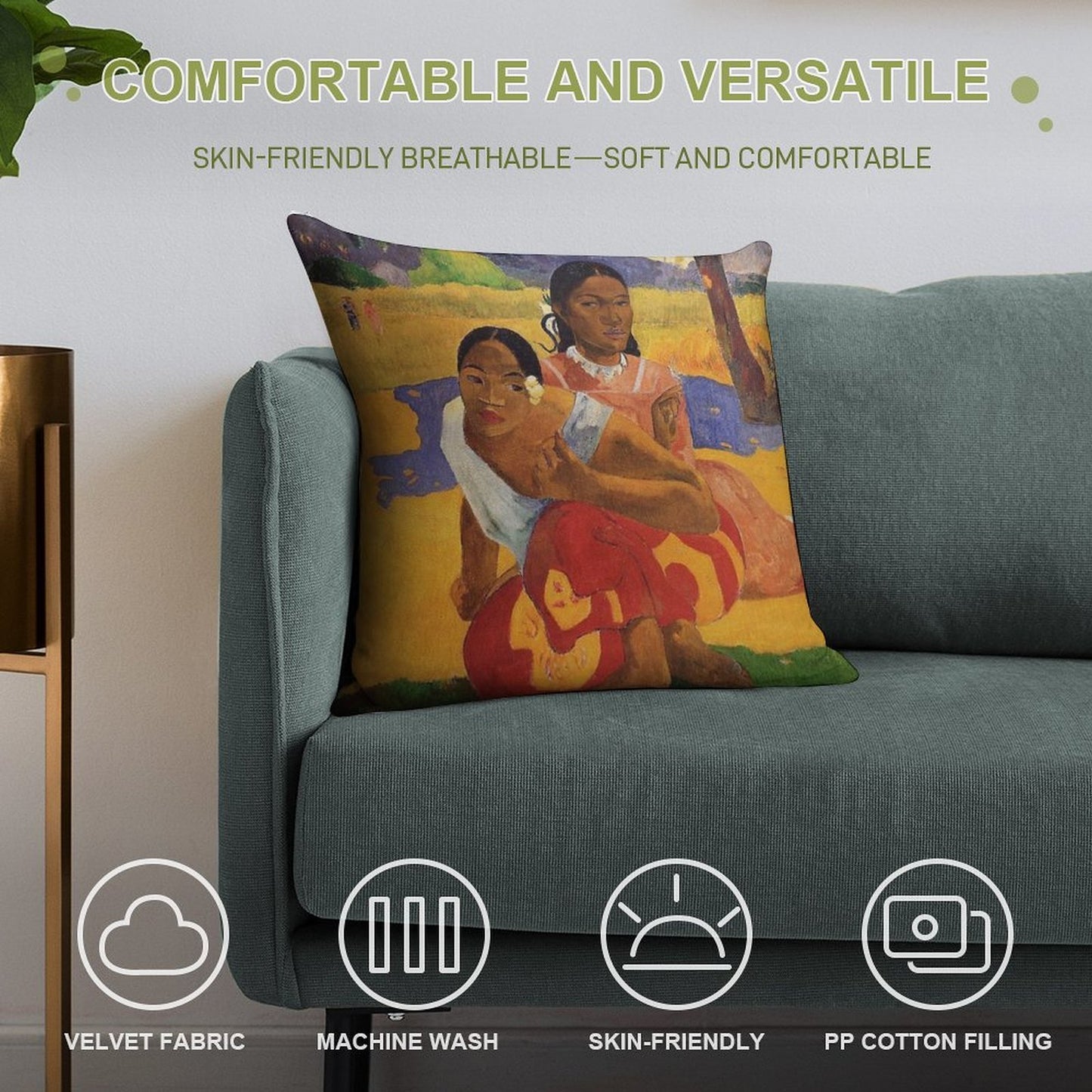 'Nafea Faa Ipoipo' - Paul Gauguin Soft Warmth Comfort Throw Pillow