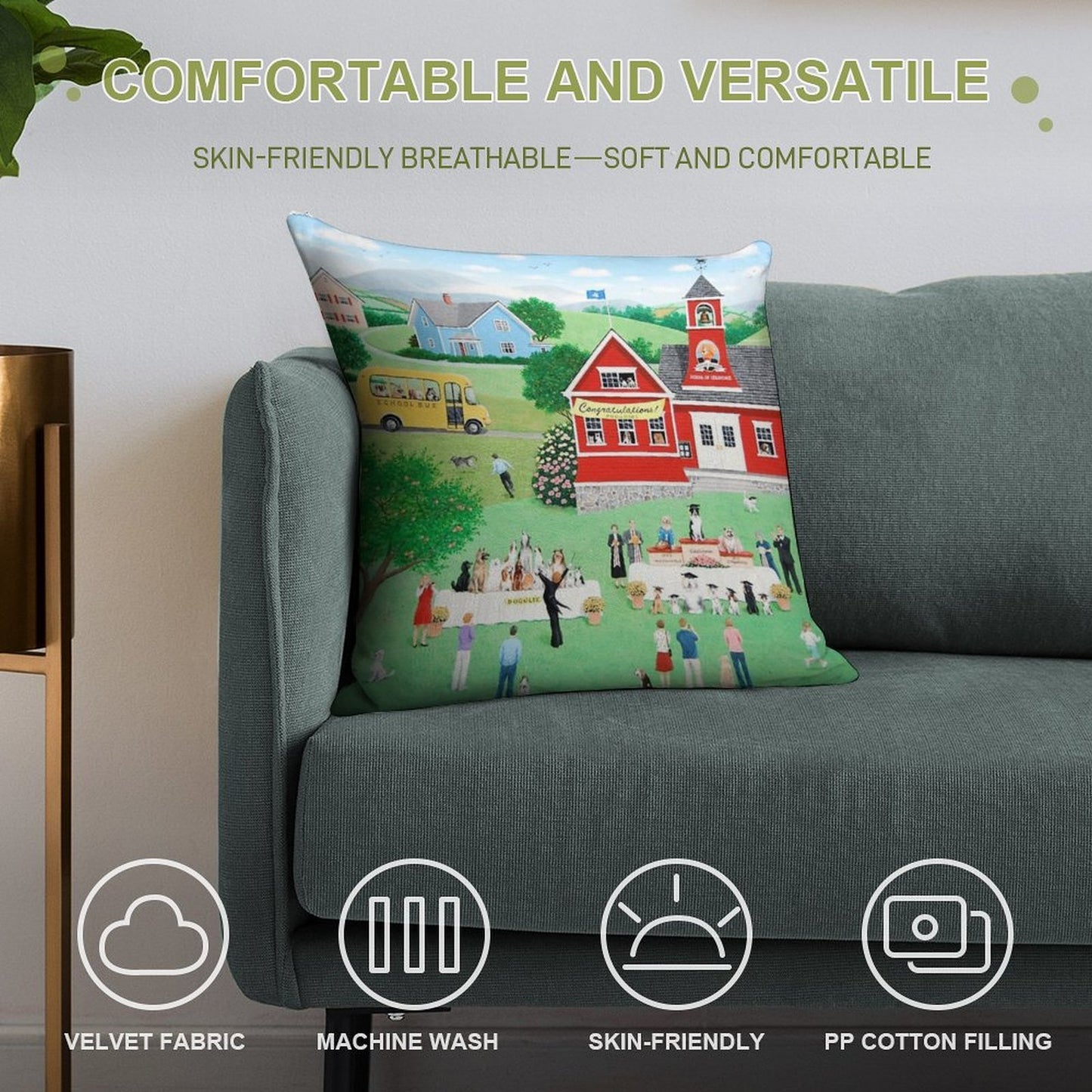 Doggie Graduation Day Soft Style Accent Throw Pillow