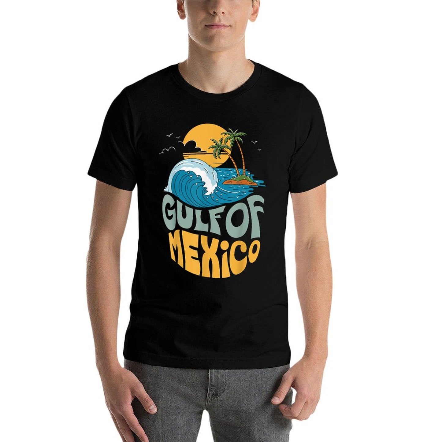 Gulf of Mexico Retro Beach Trip Golfo De México Men Women  Fade-proof Color T-Shirt