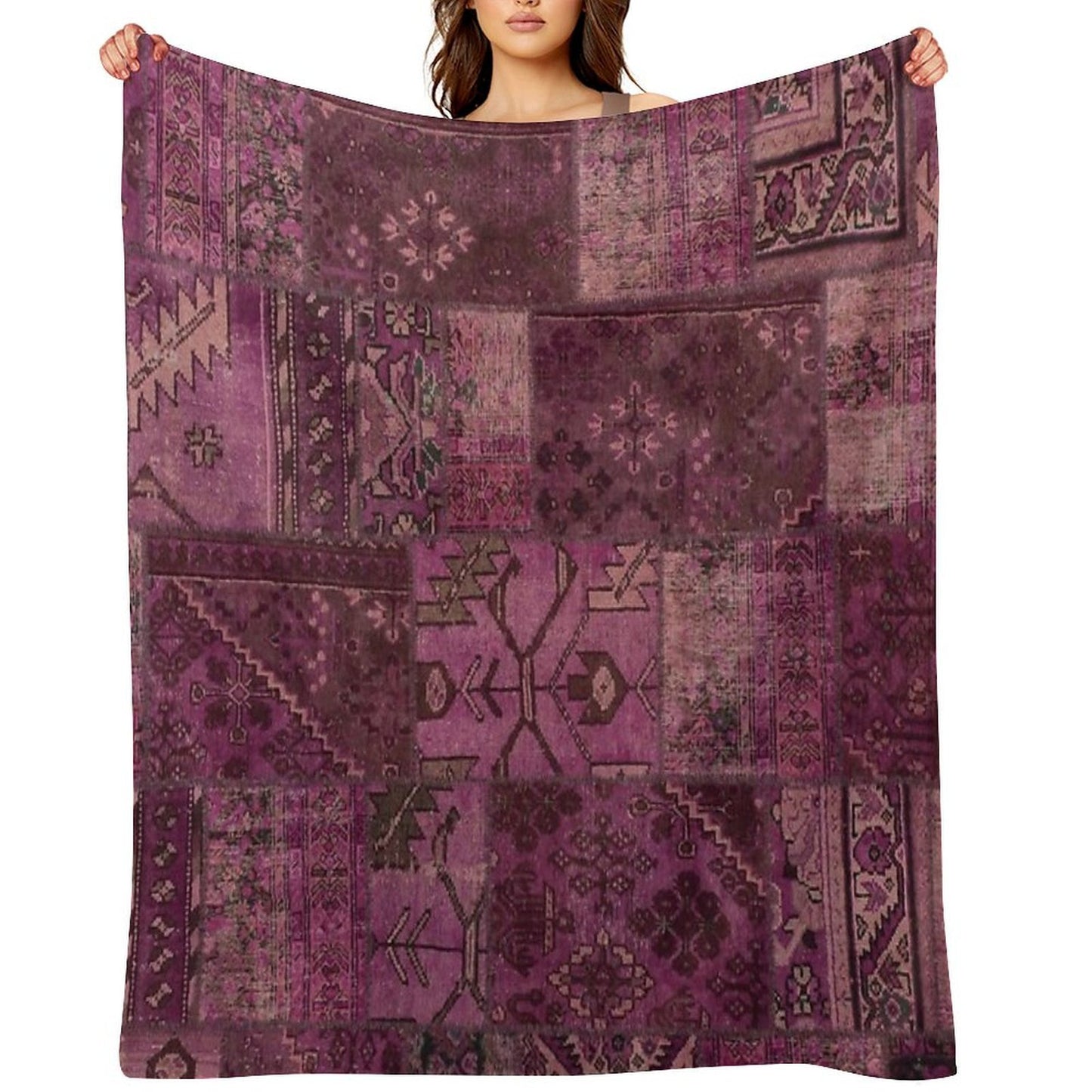 Persian Vintage Vintage Patchwork Red Sustainable Throw Blanket