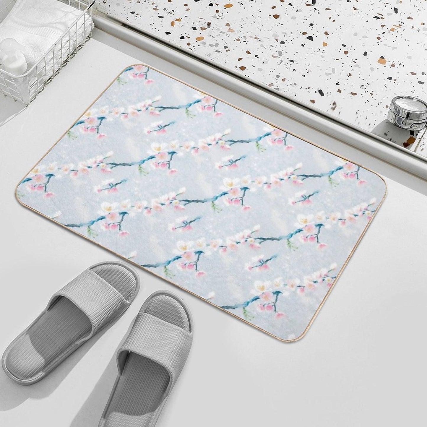 Sakura Blossom Pattern Floral Elegance Revealed Stain-Proof Bath Mat