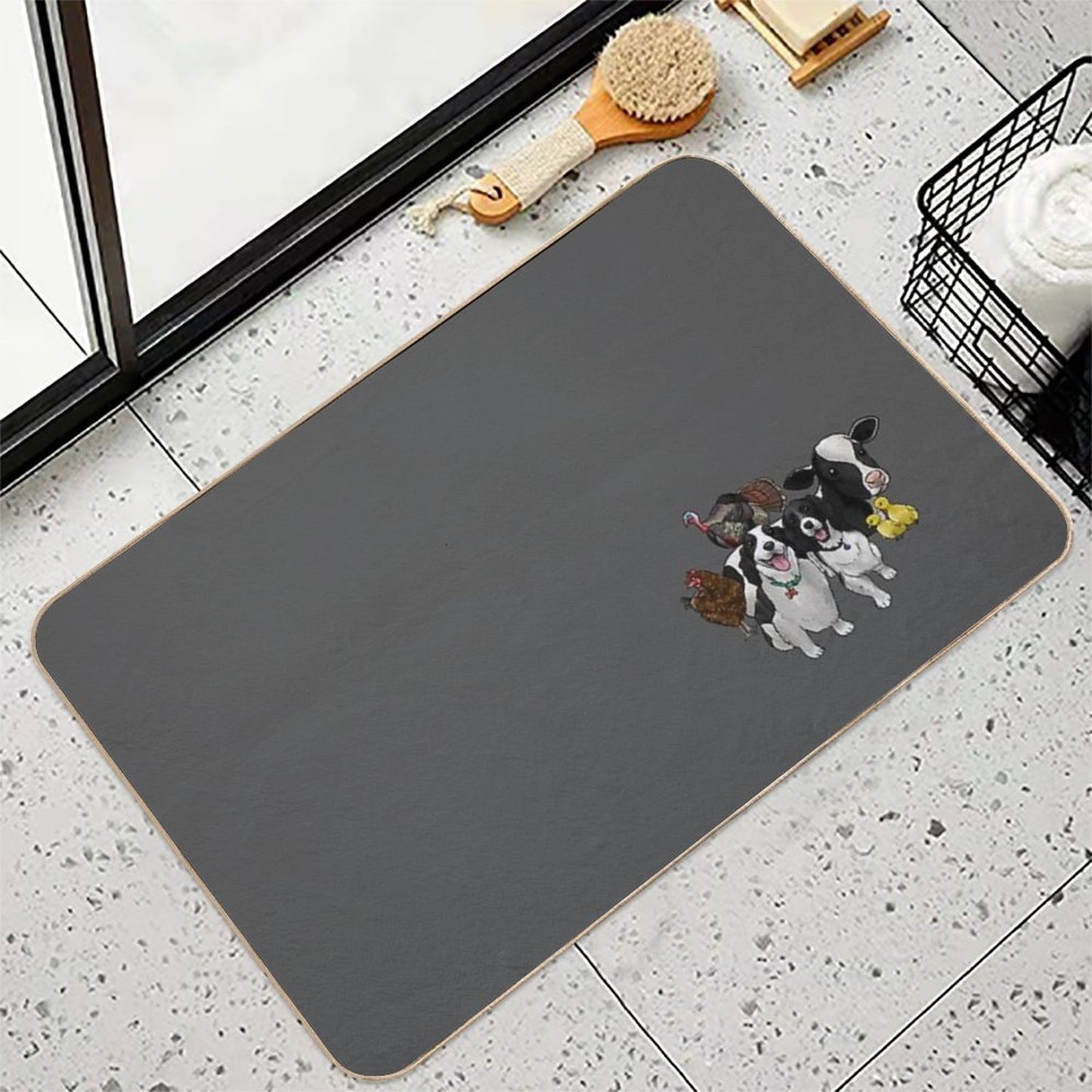 Commissioned Illustration Nola, Edgar And Friends Durable Bath Mat