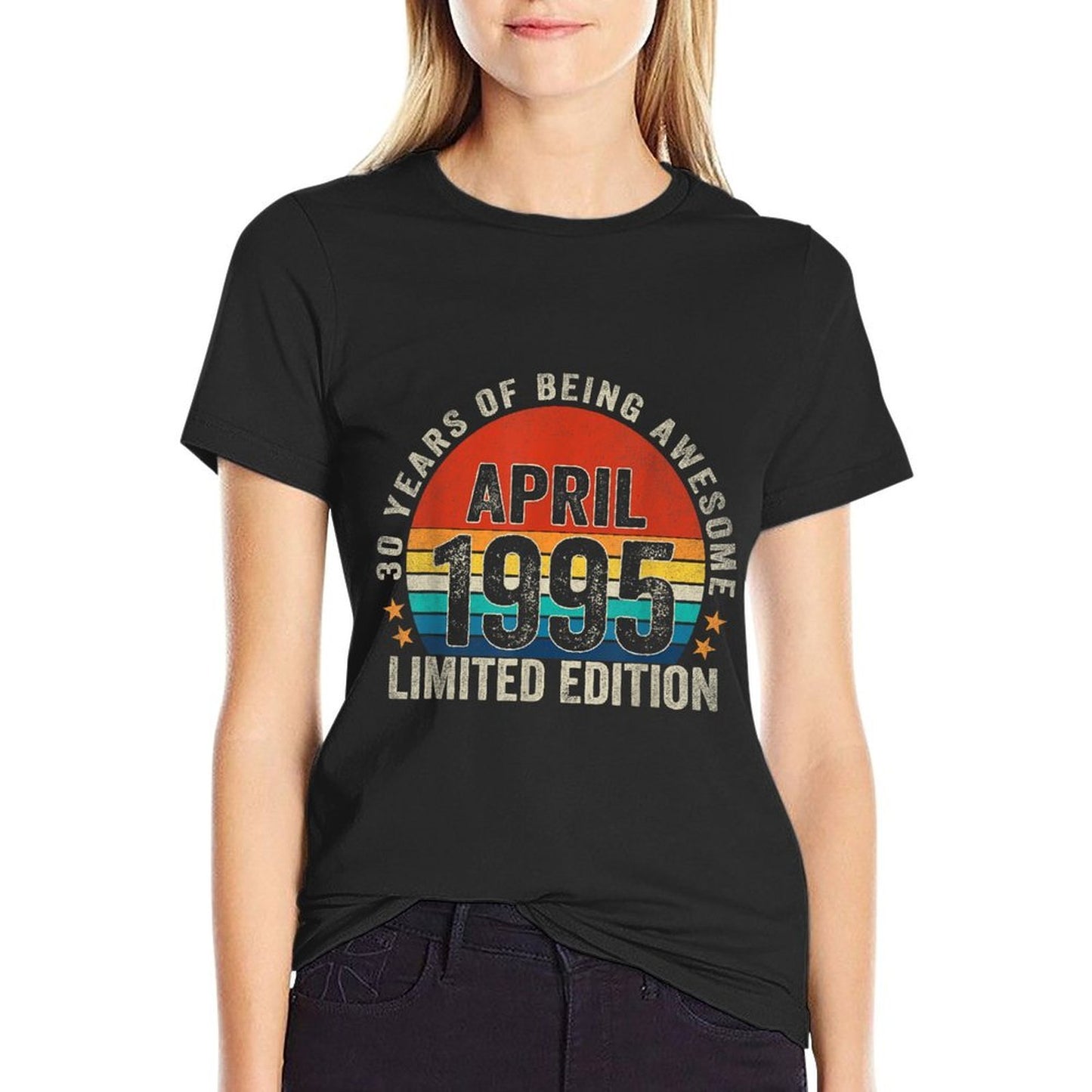 30 Years Old Gifts Vintage April 1995 30th Birthday Retro High-quality Stitching T-Shirt
