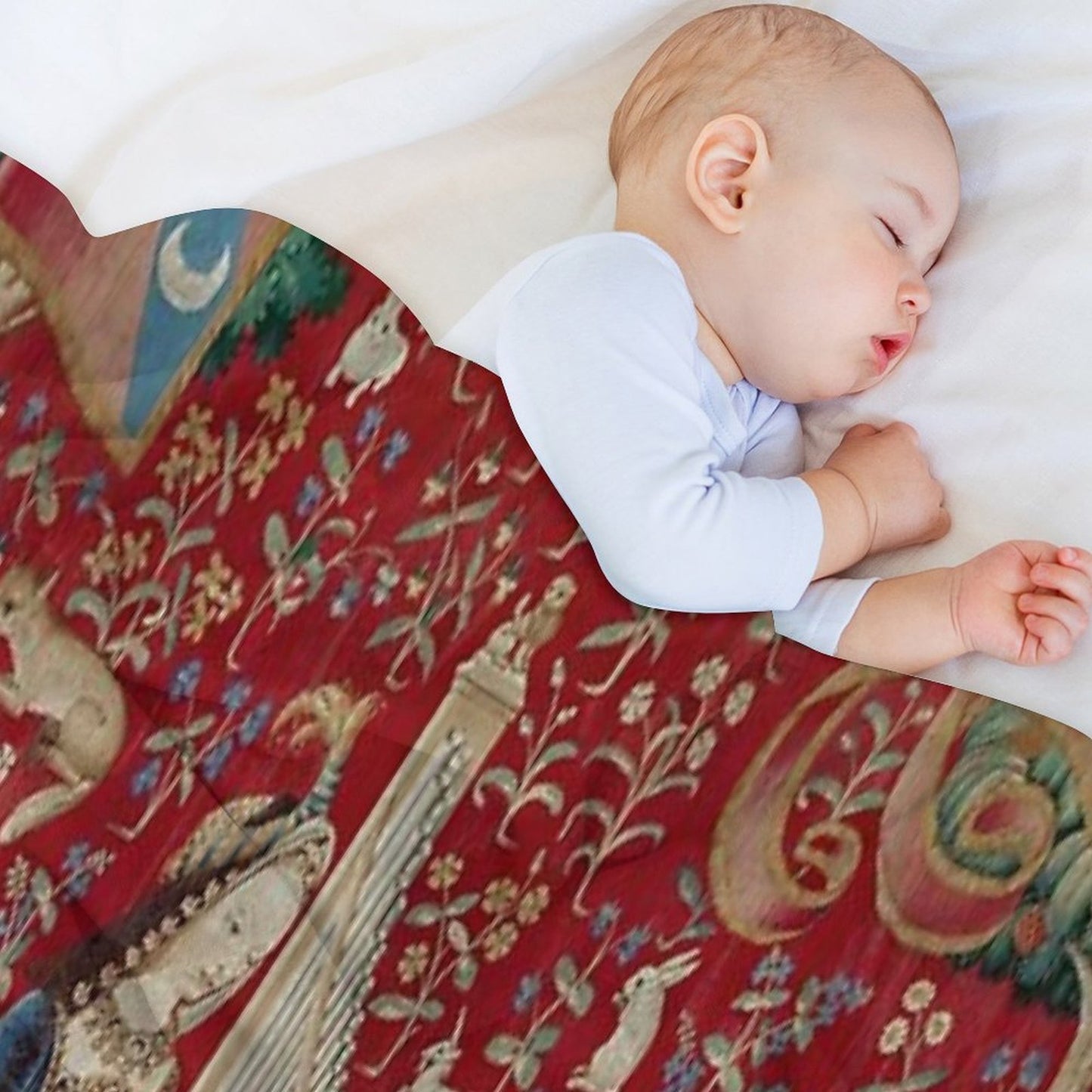Lady And Unicorn Medieval Tapestry Five Senses - Hearing Eco-conscious Throw Blanket