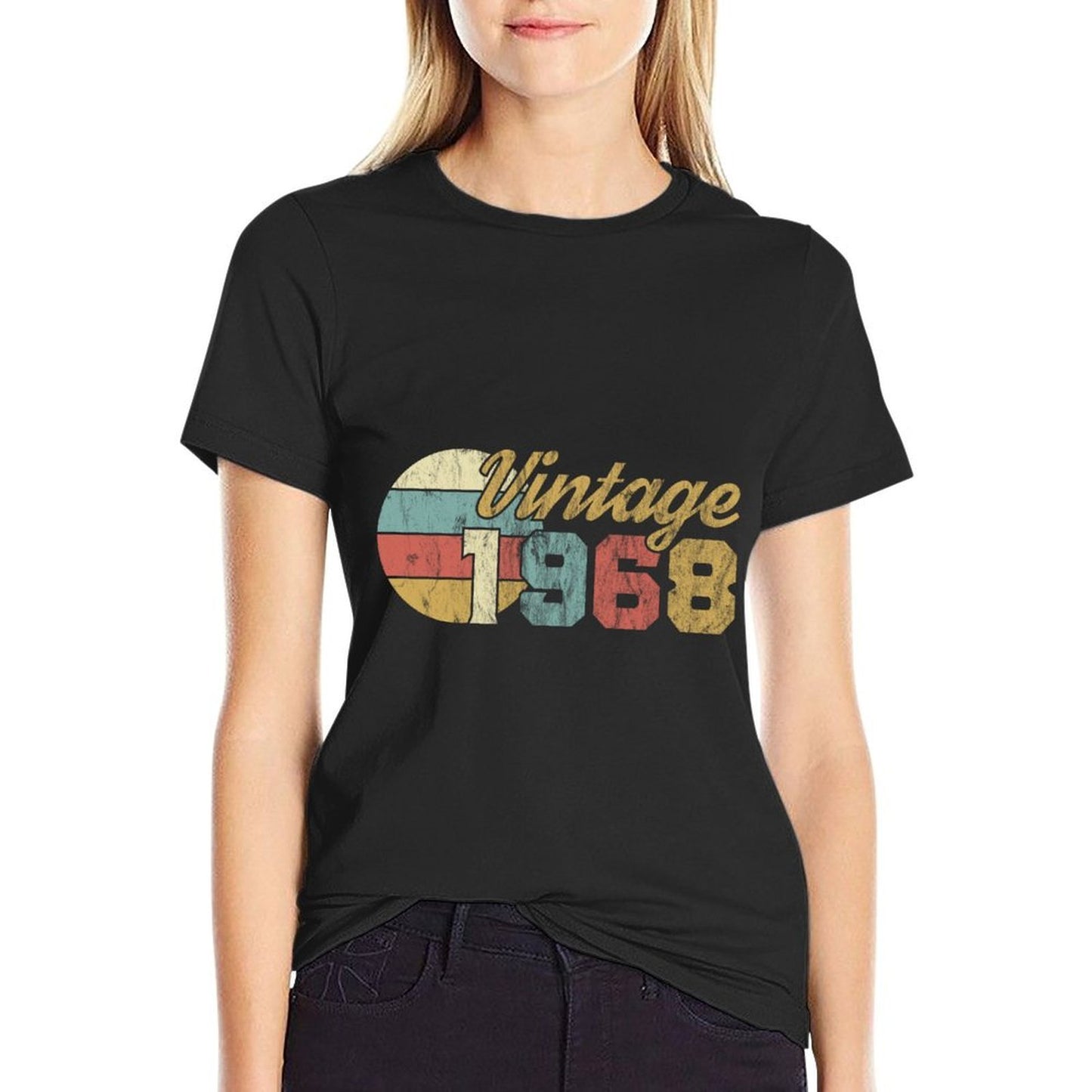 50th Birthday Vintage 1968 Ribbed Collar T-Shirt