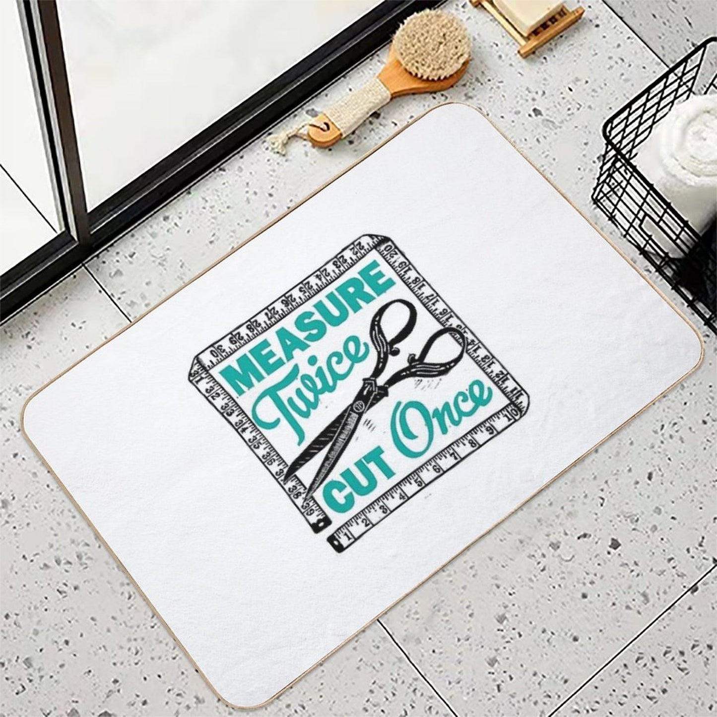 Sewing, Dressmaking And Quilting Motto Measure Twice Durable Bath Mat