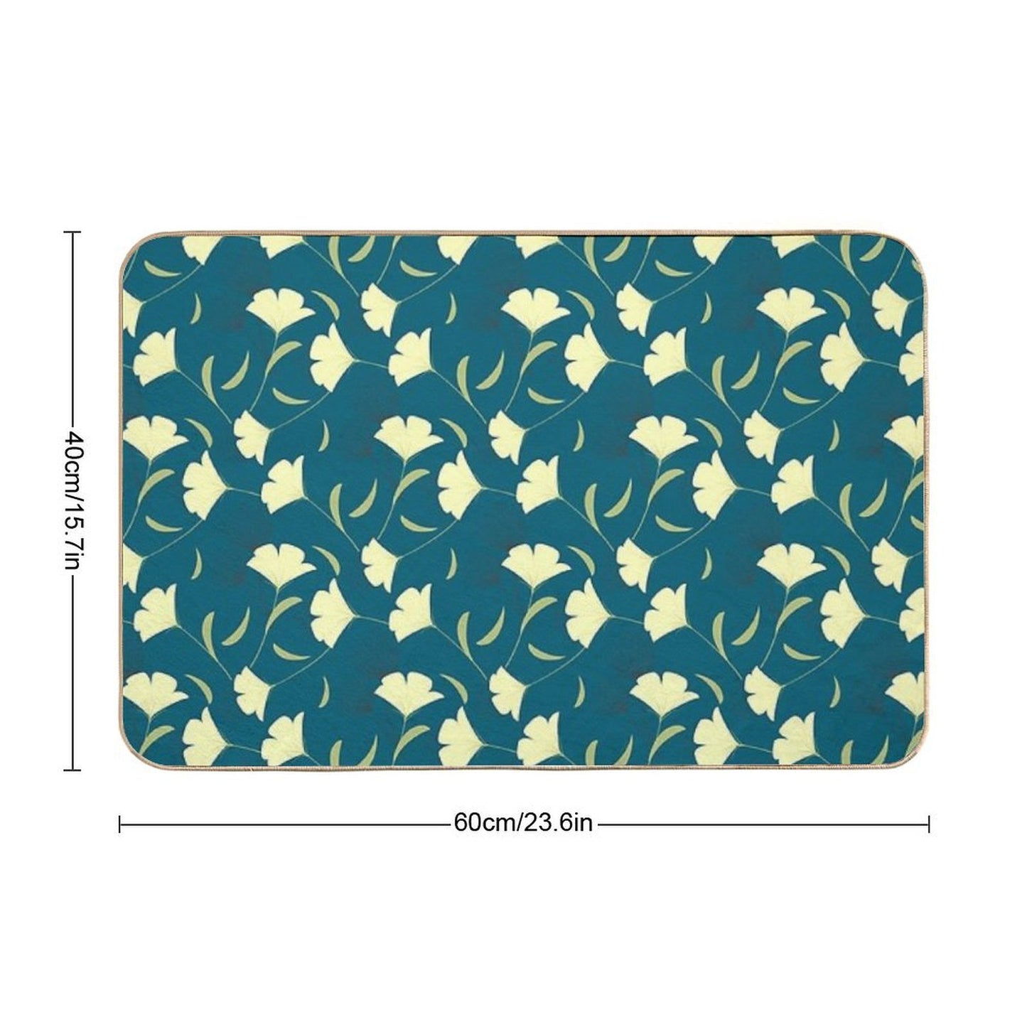Teal Blue Floral Design Botanical Garden Rapid-Drying Bath Mat