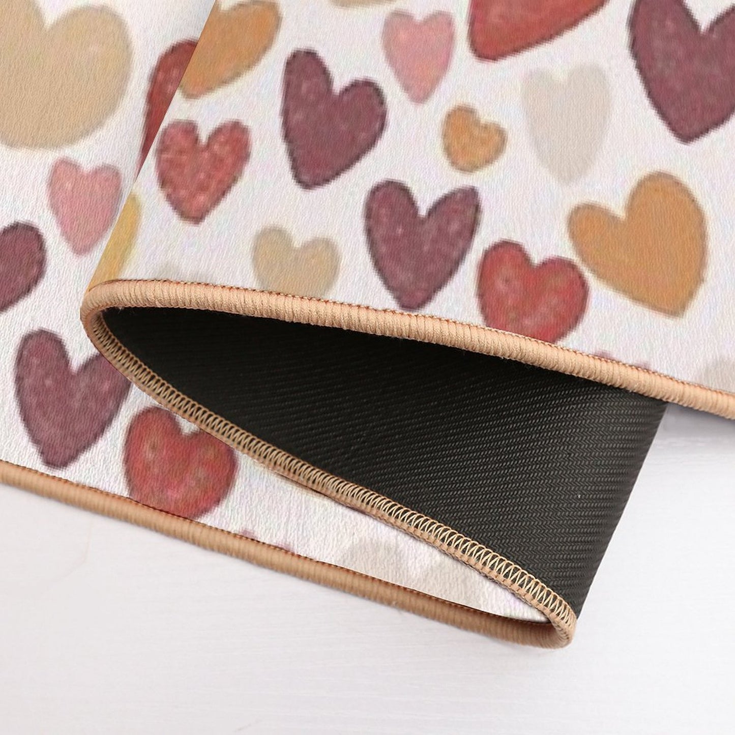 Sketched Hearts in Autumn Colours Absorbent Bath Mat