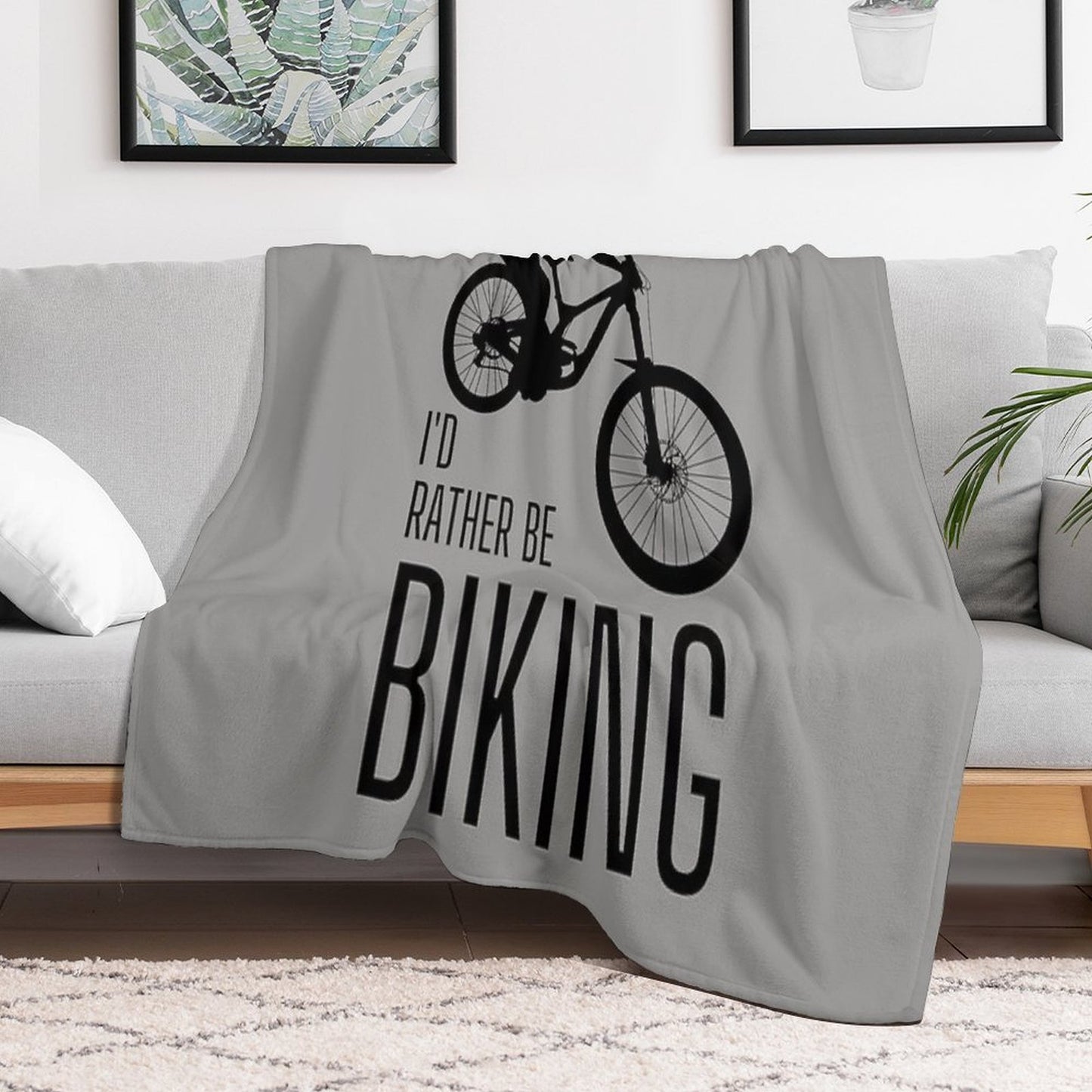 I'd Rather Be Biking. MTB. Mountain Biker. Downhill. Black Lightweight Throw Blanket