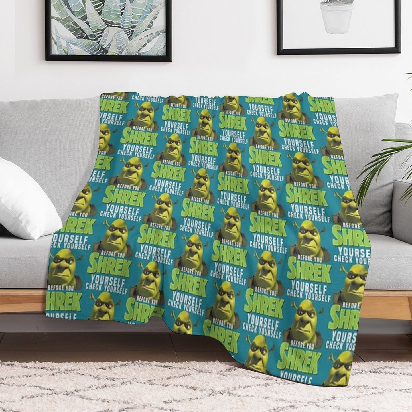 Sexy Shrek Shrek Meme Face Shrek Wazowski Lightweight Throw Blanket