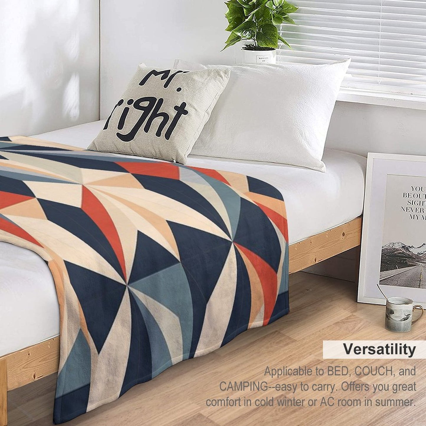 Graphic Retro Kaleidoscope Symmetrical Shapes in A Color Palette Easy Care Throw Blanket