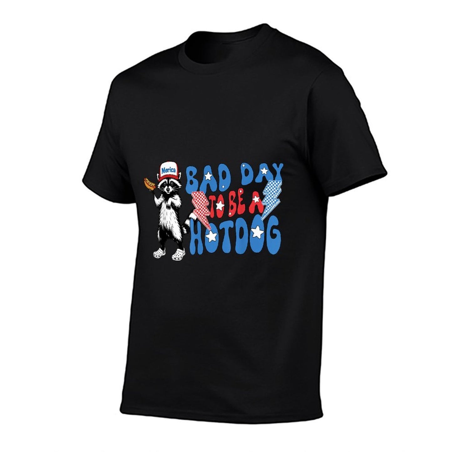 Bad Day To Be A Hot Dog Funny Raccoon Feral 4th Of July Versatile T-Shirt