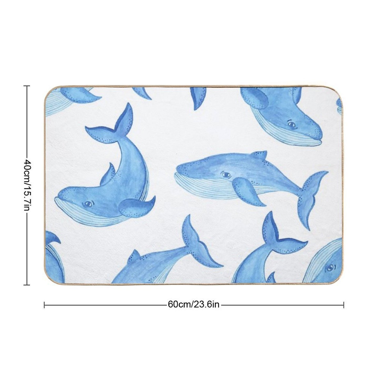 Blue Whales Pattern Dirt-Trapping Bath Mat