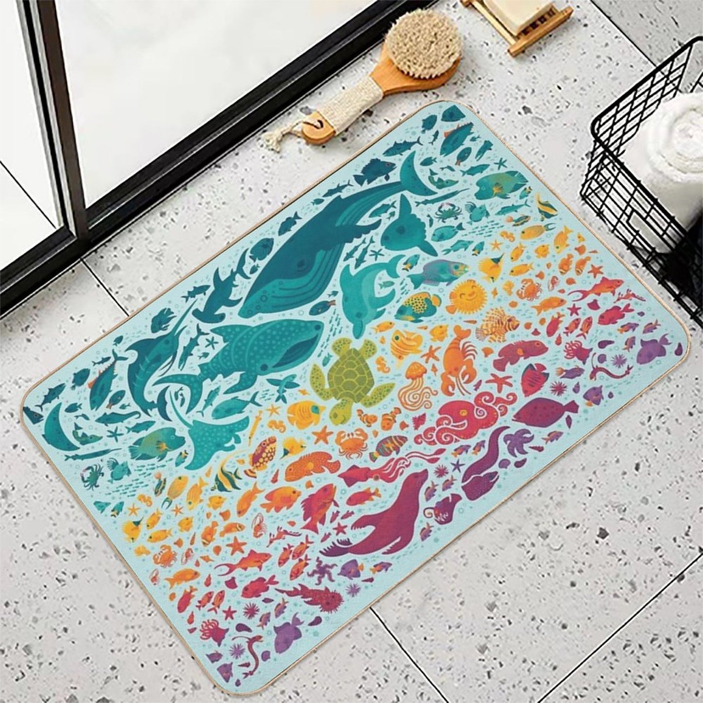 Aquatic Spectrum 2 Light Blue Easy To Clean Bath Mat