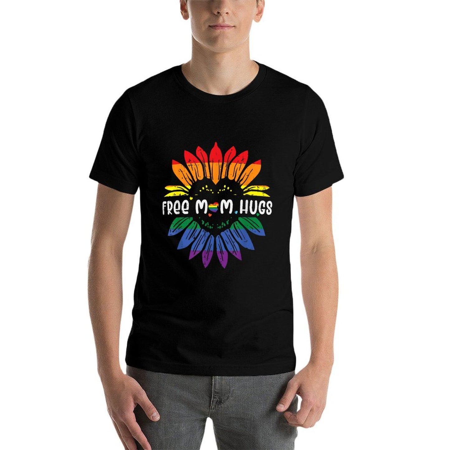 Gay Pride Free Mom Hugs Sunflower Rainbow Lgbtq Mama Versatile T-Shirt