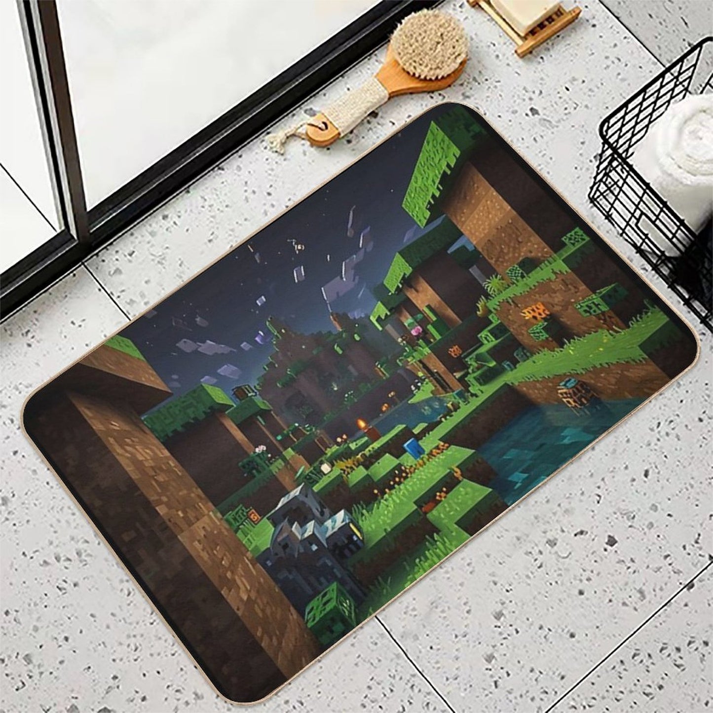 Minecraft Night  Stain-Proof Bath Mat