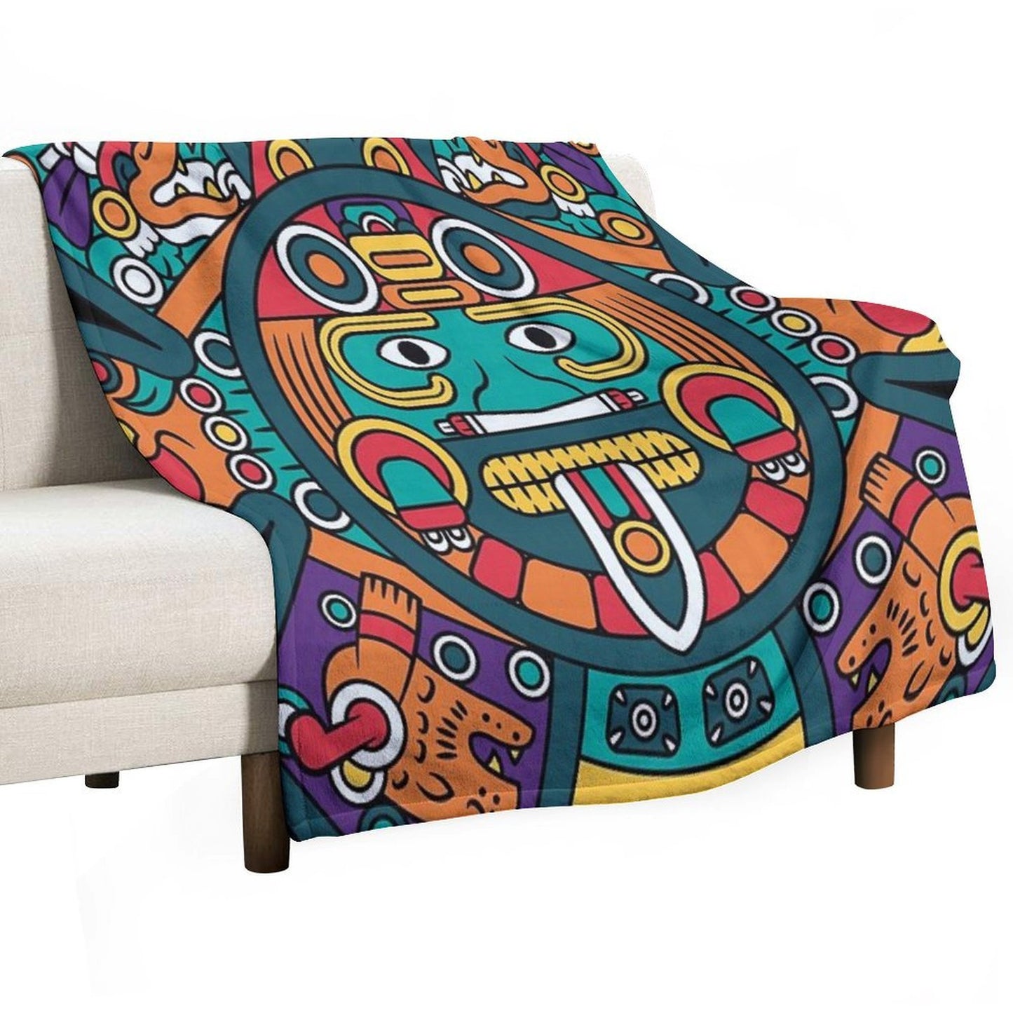Mayan Aztec Calendar Art Comfort Throw Blanket