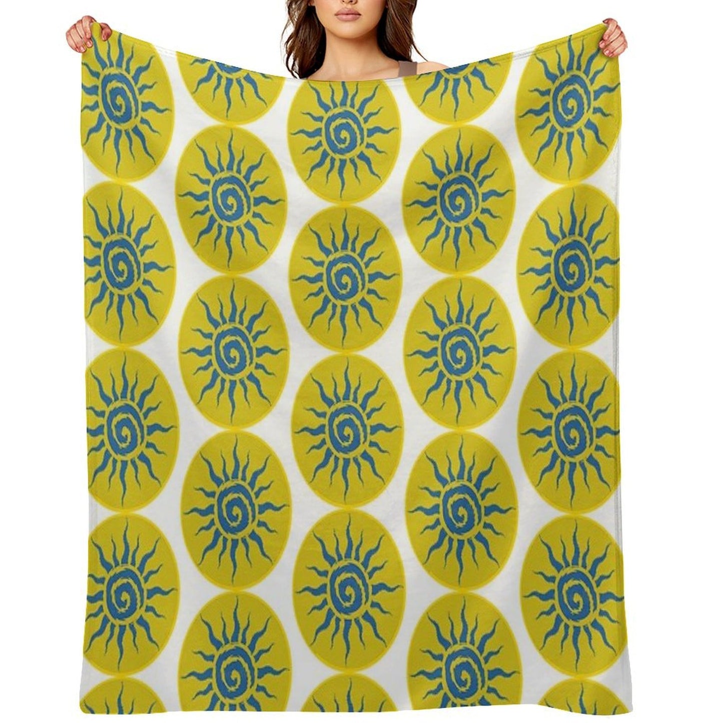 Blue Sun Spiral Boho Aesthetic Easy Care Throw Blanket