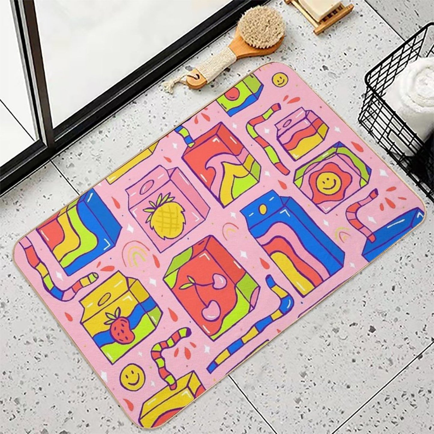 Juice Box Print Long-Lasting Bath Mat