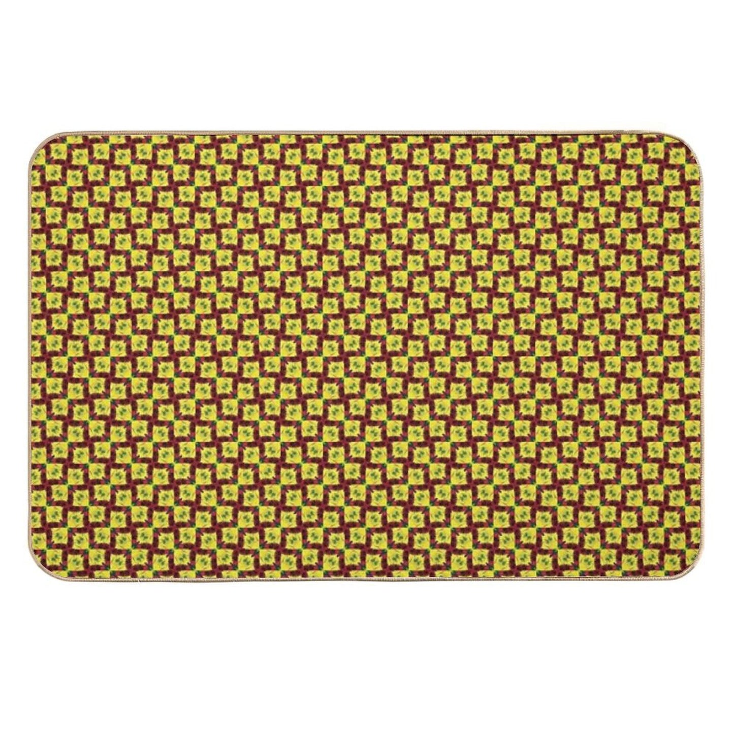 Gold And Green Angled Diamond Bowties on Red Rapid-Drying Bath Mat