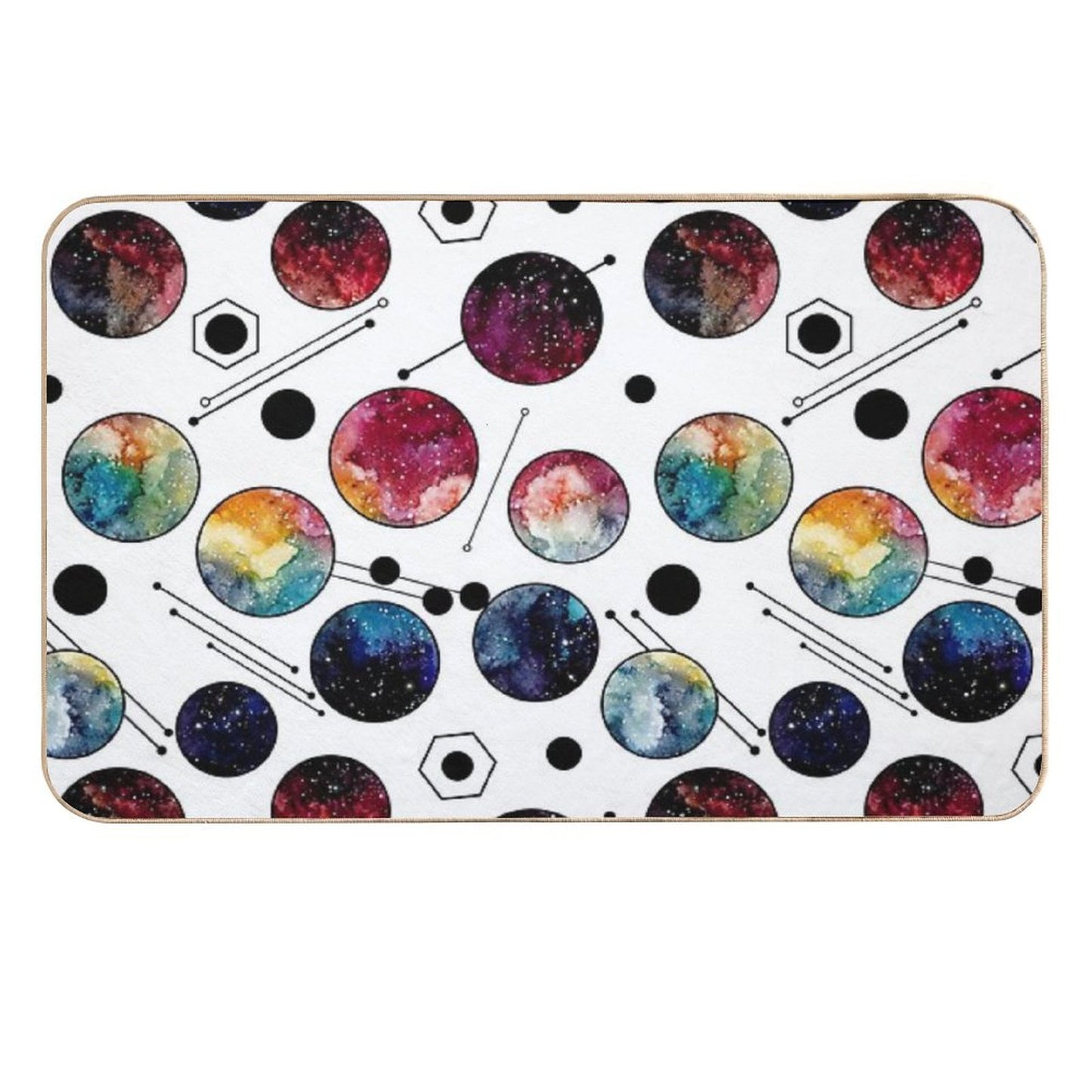 Watercolor Colorful Galaxy in Circles High-Traffic Bath Mat