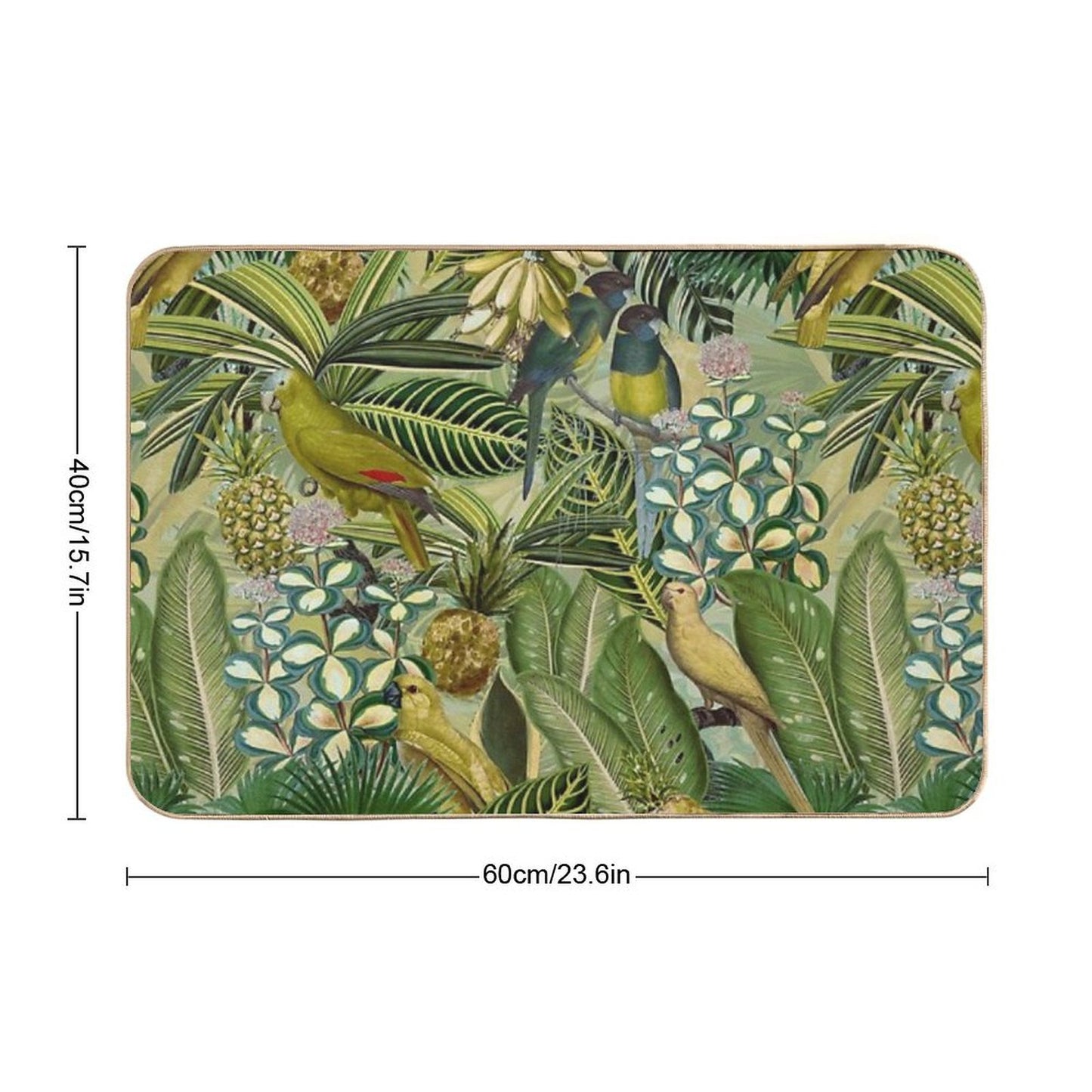 Vintage Green Tropical Bird Jungle Botanical Night Garden Nightgarden Eco-Friendly Bath Mat
