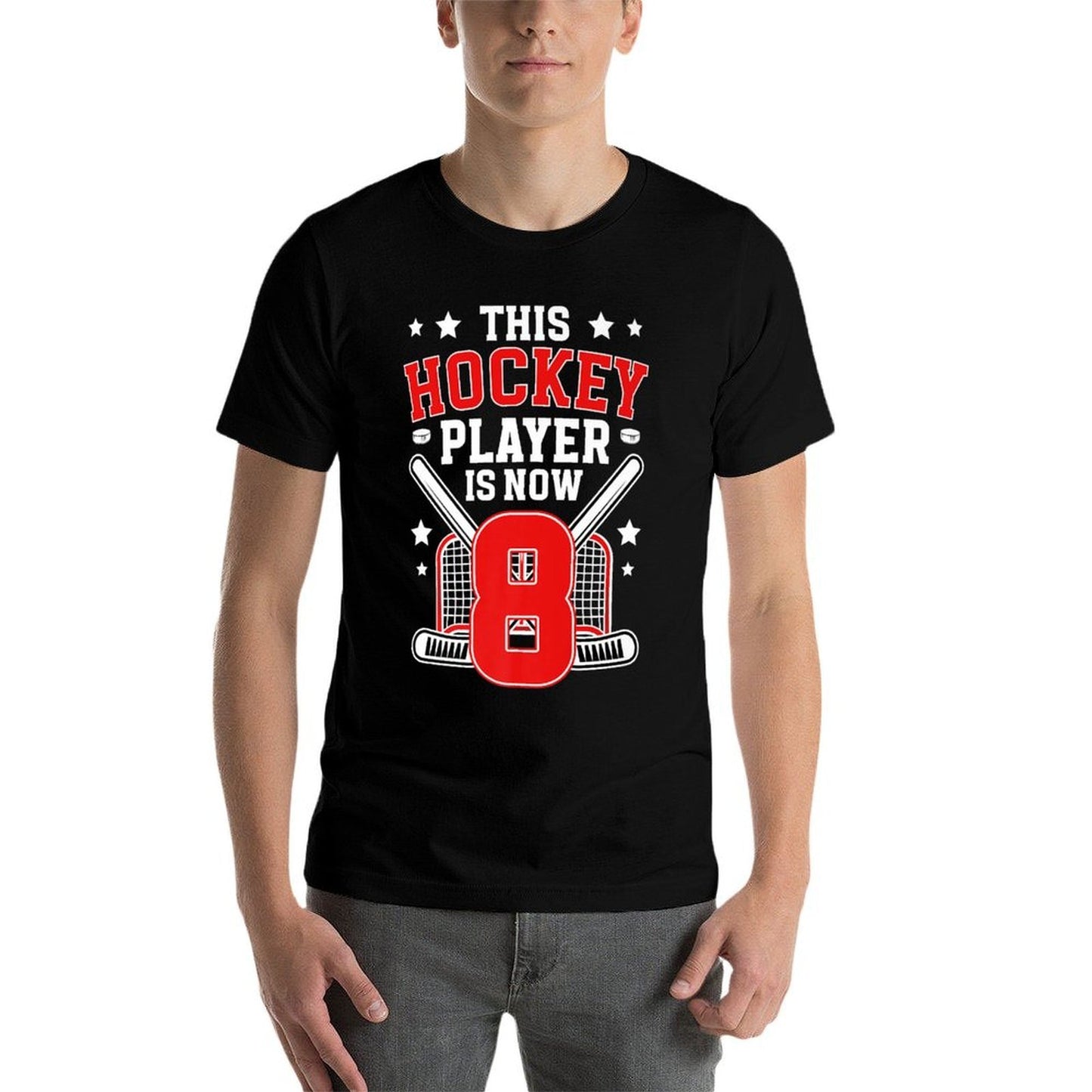 8th Ice Hockey Birthday Eight Year Old Ice Hockey Player Premium Eco-friendly Material T-Shirt