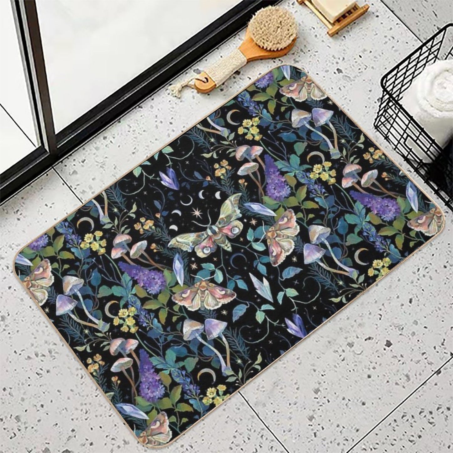 Crystal Moth Mushroom Absorbent Bath Mat