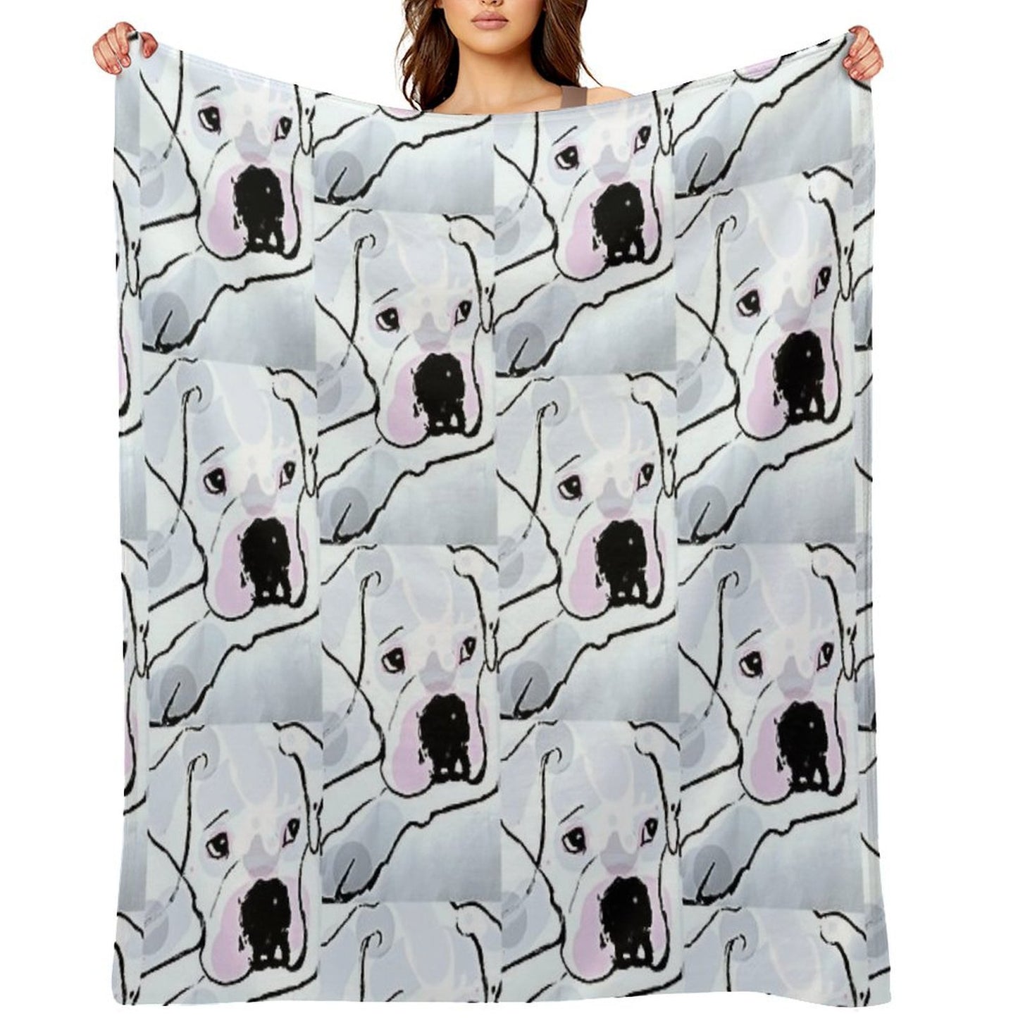 Pearl White, White Boxer Love Collection Durable Throw Blanket