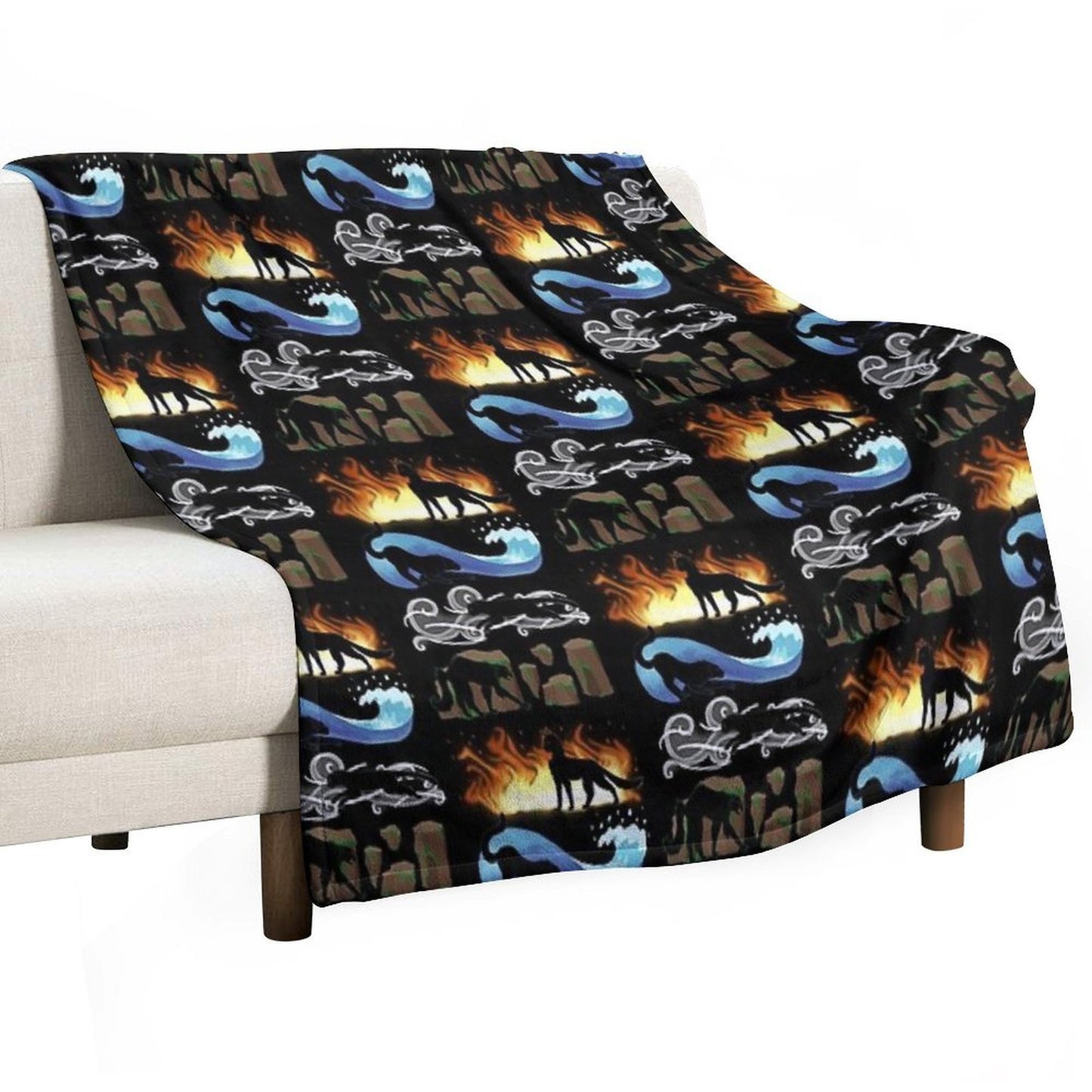 Four Elements, Four Cats Multi-functional Throw Blanket