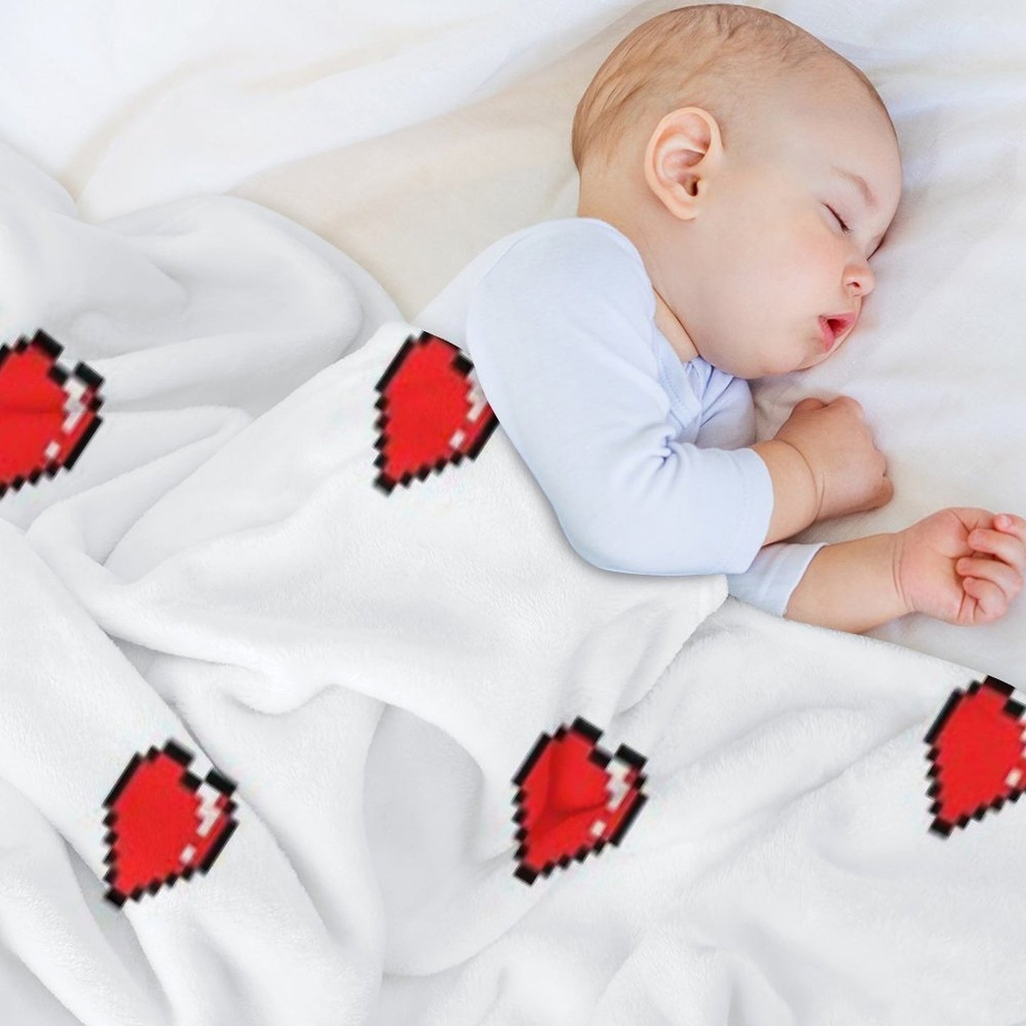 Red Pixel Heart Anti-pilling Throw Blanket