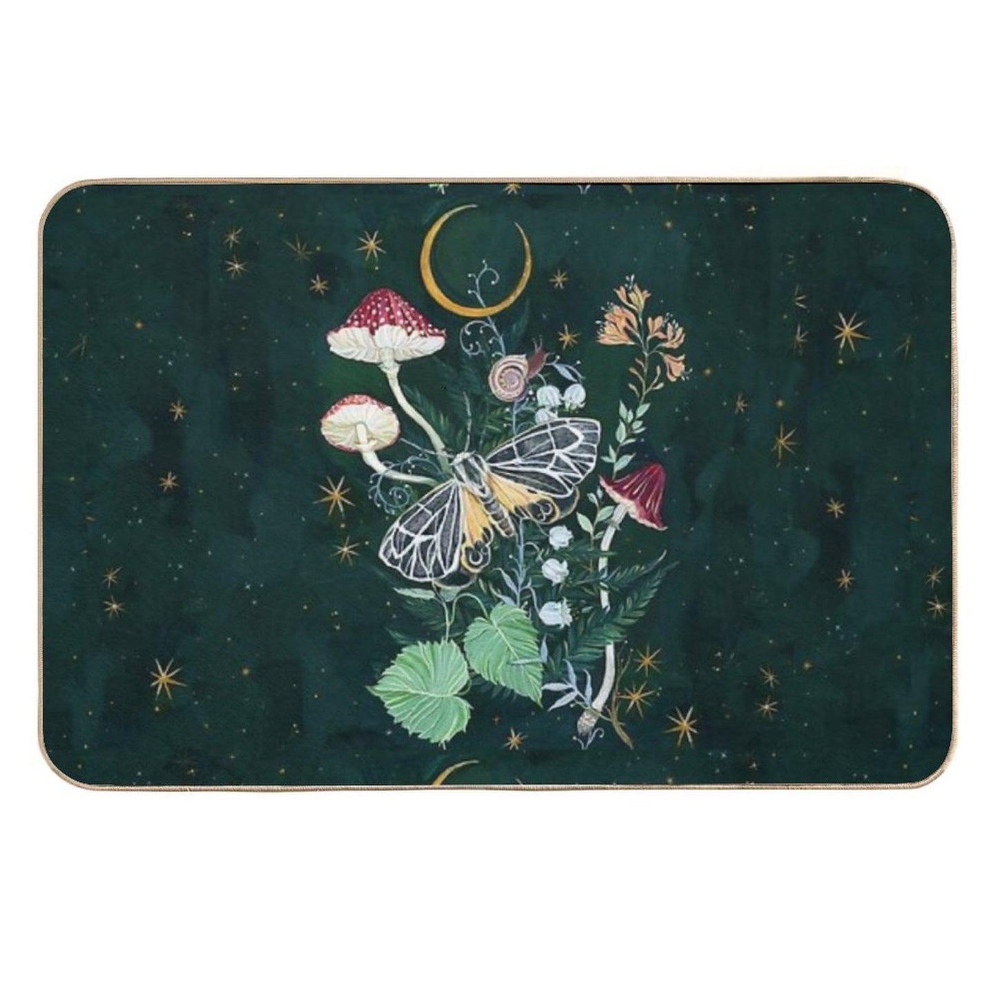 Mushroom Night Moth Absorbent Bath Mat