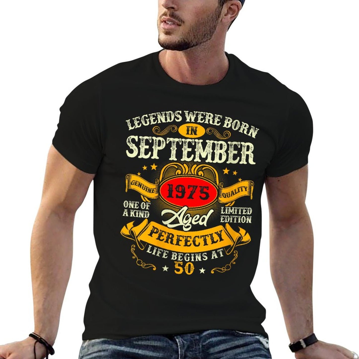 Womens Legend Were Born in September 1975 Vintage 50th Birthday Men Quick-drying T-Shirt