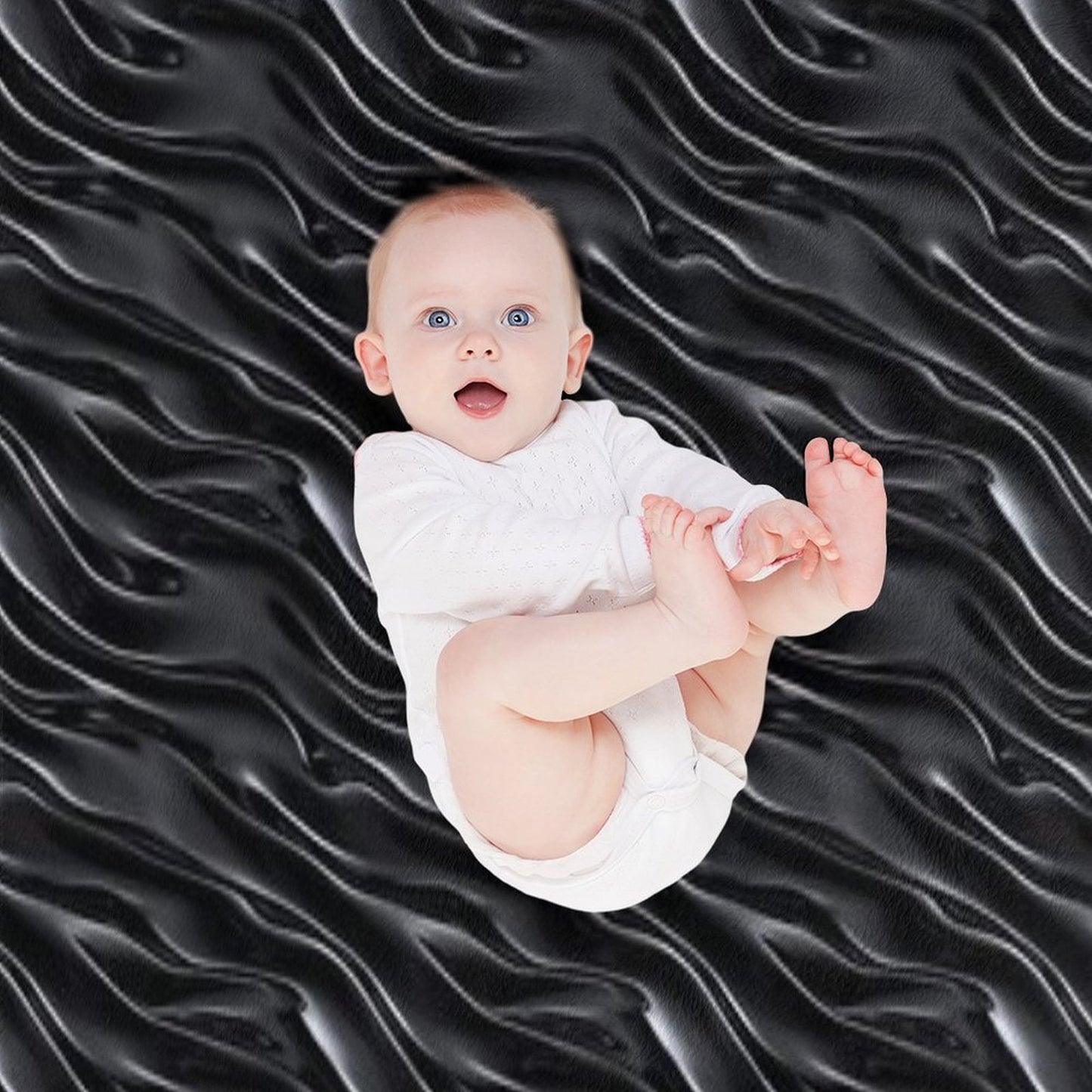 Dark Chrome Metallic Wavy Pattern Durable Throw Blanket