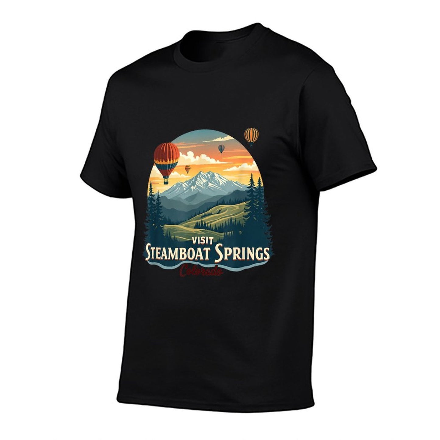 Steamboat Springs Colorado Skiing Sunset Hot Air Balloon Classic T-Shirt