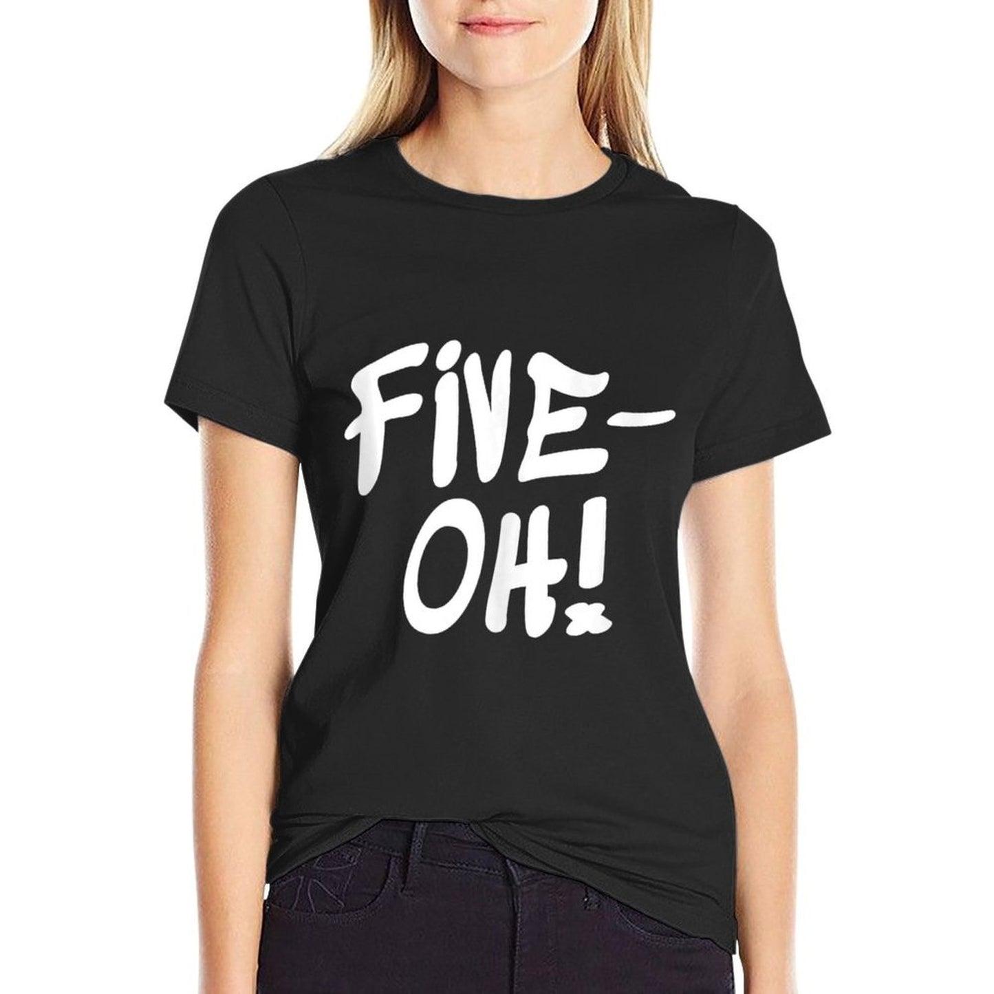 Five Oh Fifty Funny 50th Birthday Gift Oversized Silhouette T-Shirt