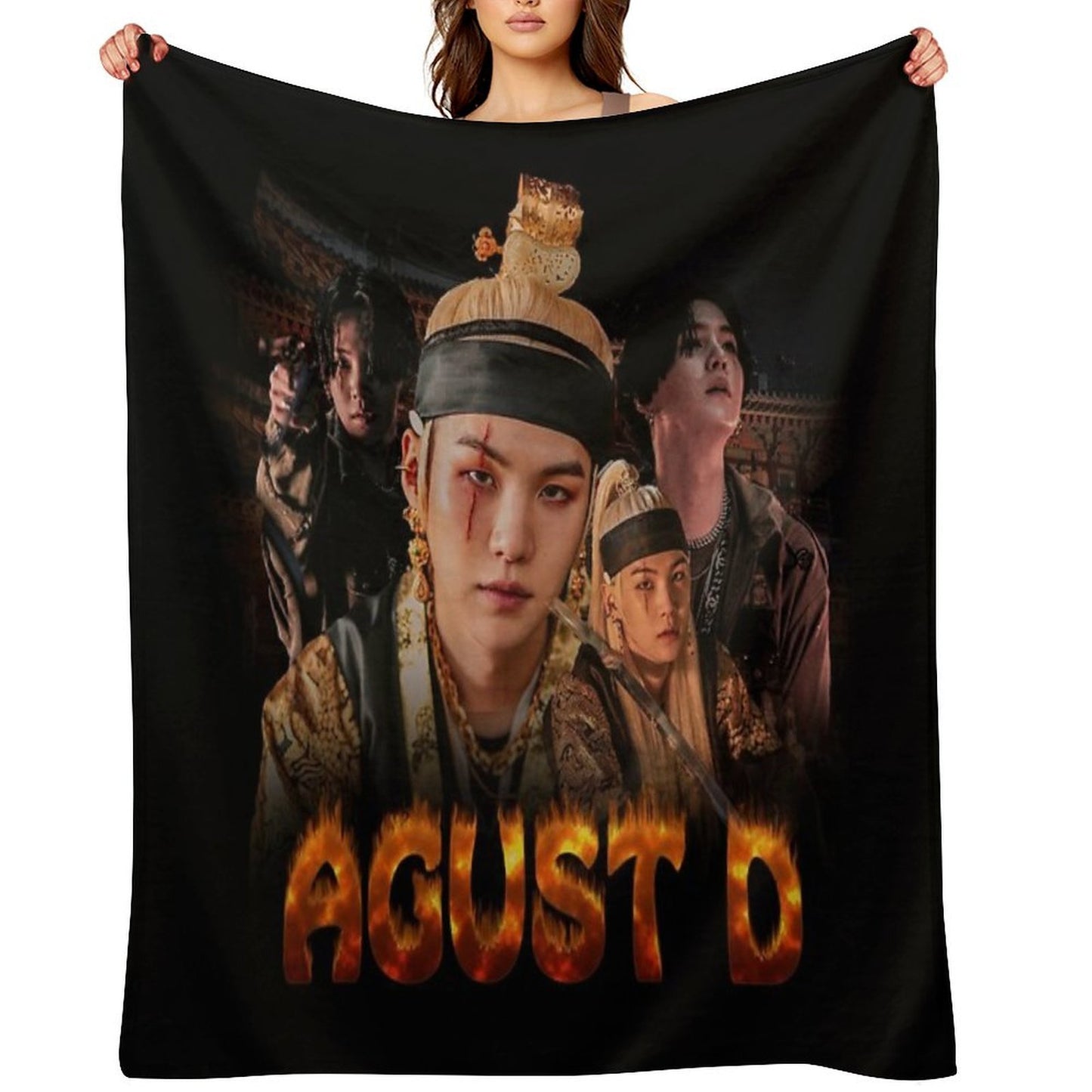 Agust D (Flames) Lightweight Throw Blanket