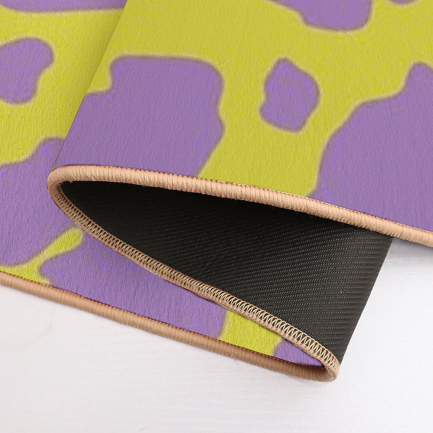 Cow Print - Neon Green & Violet Durable Bath Mat