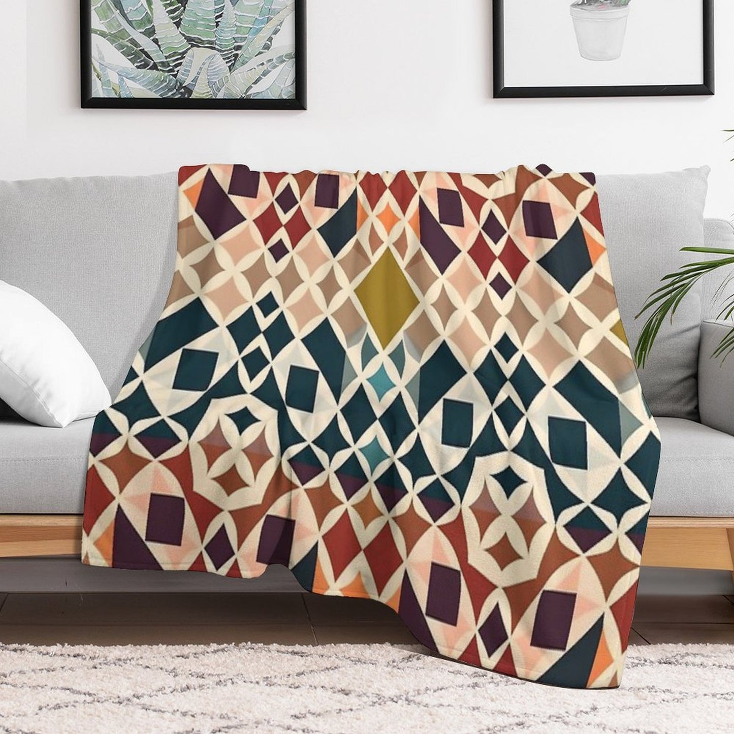 Abstract Geometric Design Durable Throw Blanket