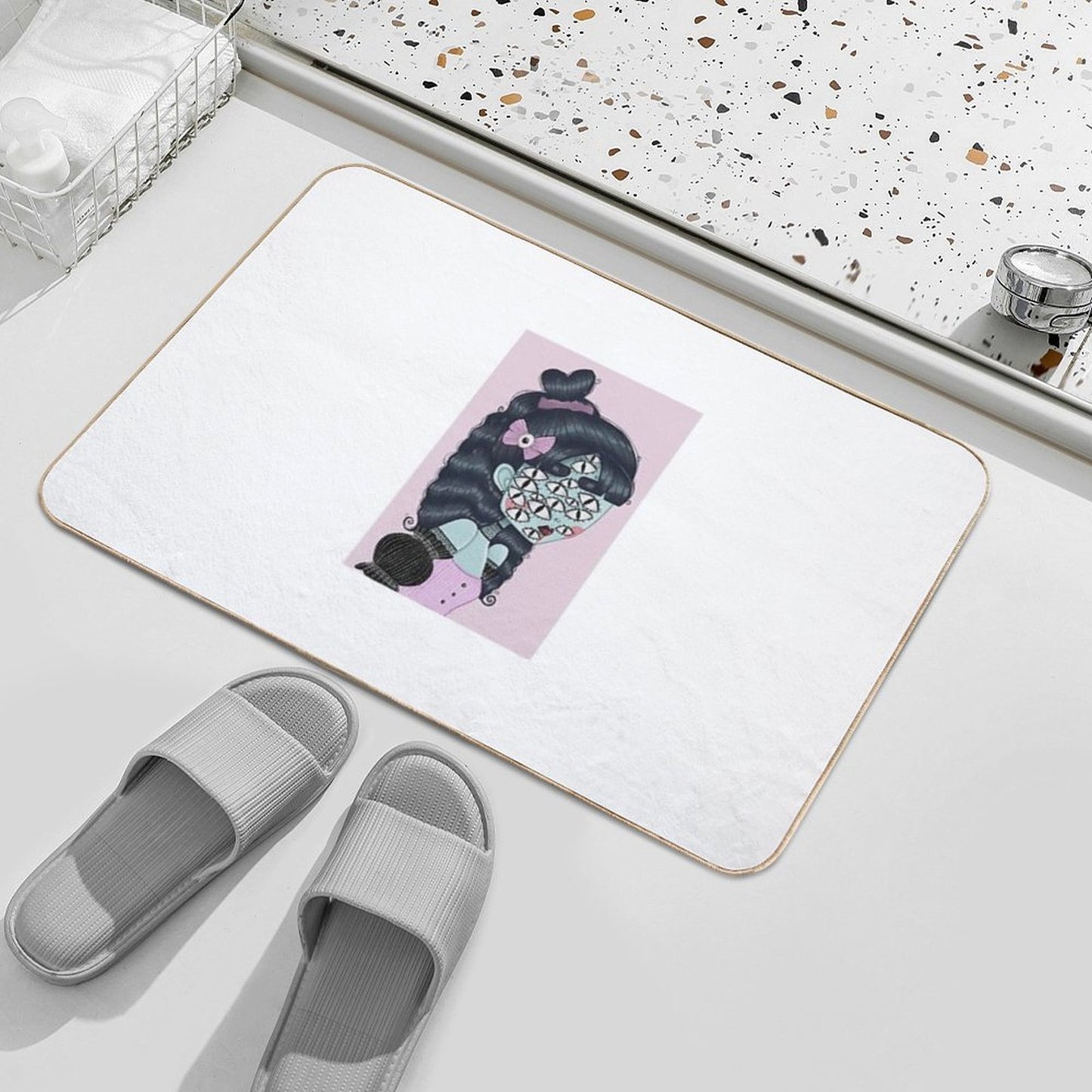Pastel Goth Creature Illustration Odorless Bath Mat